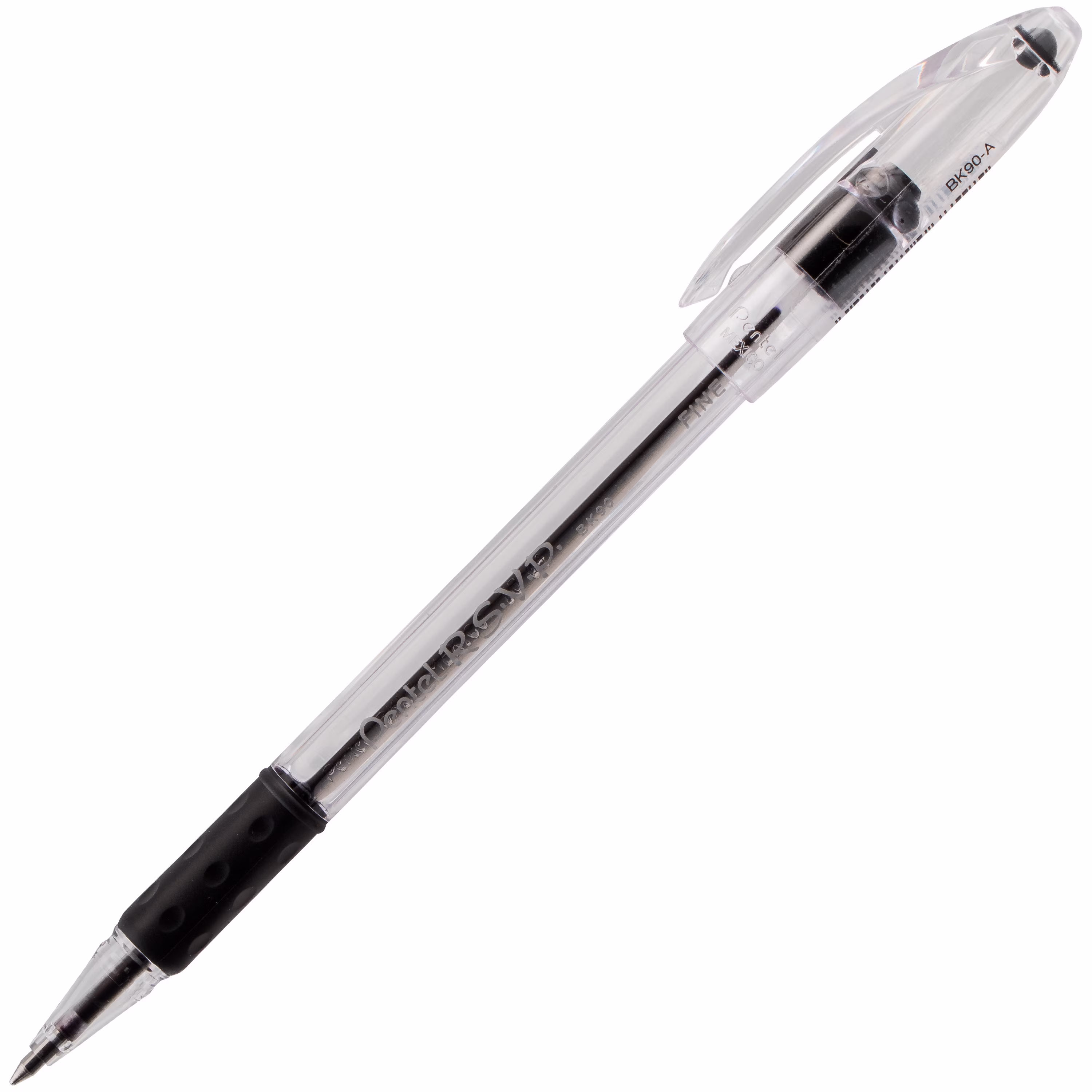 Pentel RSVP Ballpoint Pen, (0.7mm) Fine Line, Black Ink, 5 Pens Per Pack
