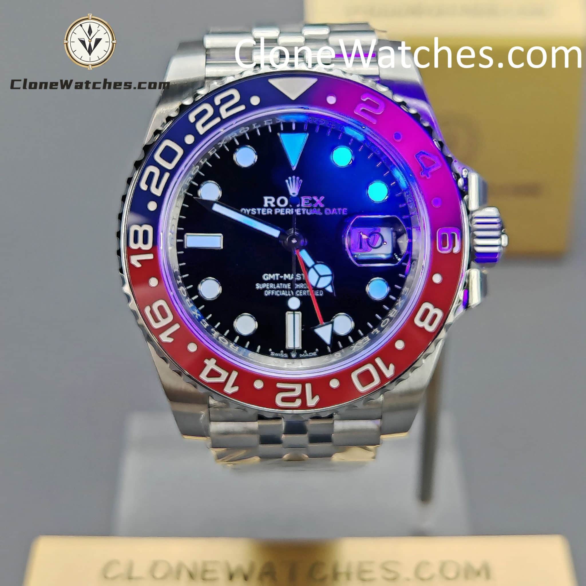 Rolex Super Clone Watches 1:1 Pepsi GMT Master II M126710blro Jubilee 3285 Movement
