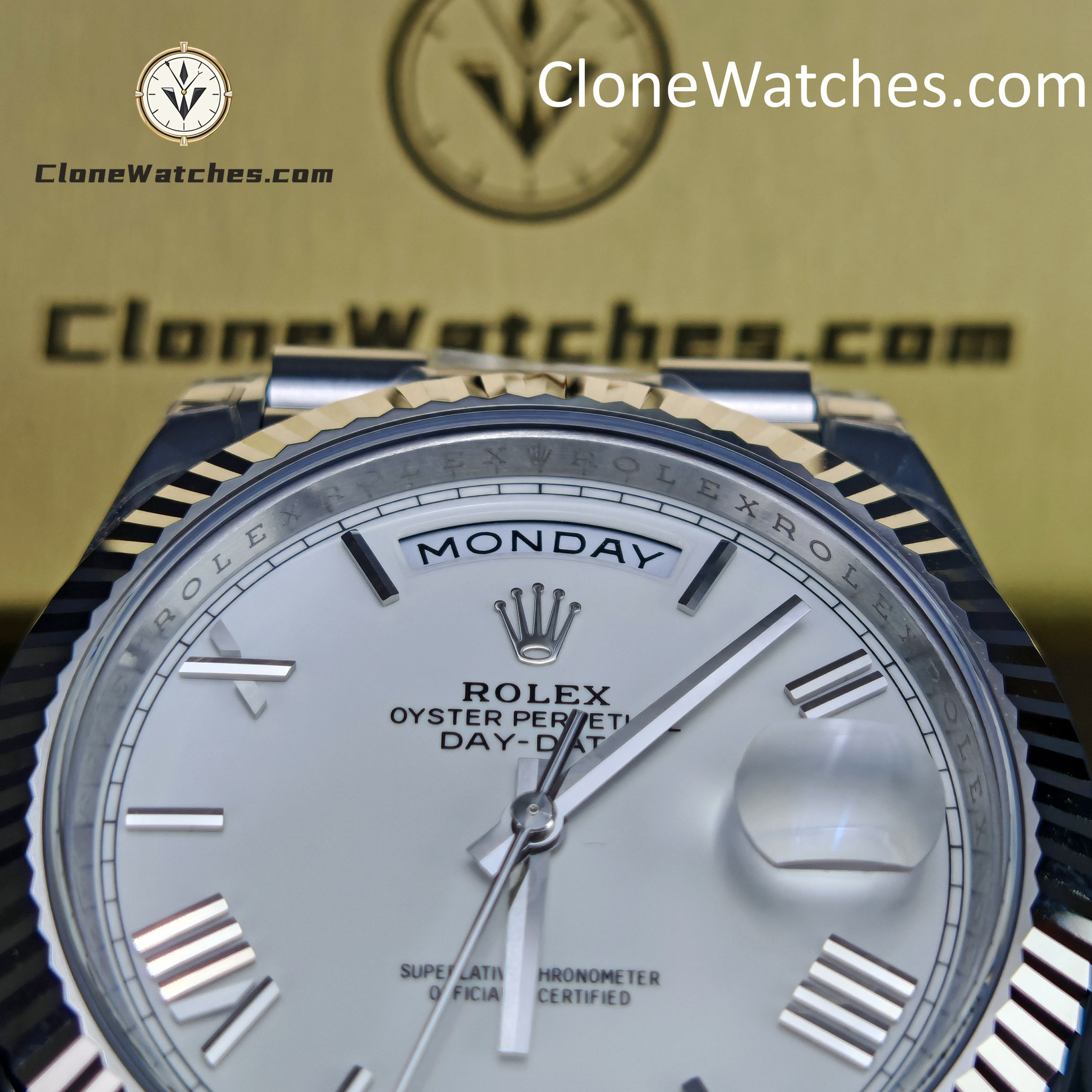 Rolex Super Clone Watches 1:1 Day Date White Roman Dial 40mm m228239-0046 VSF Version 3255 Movement