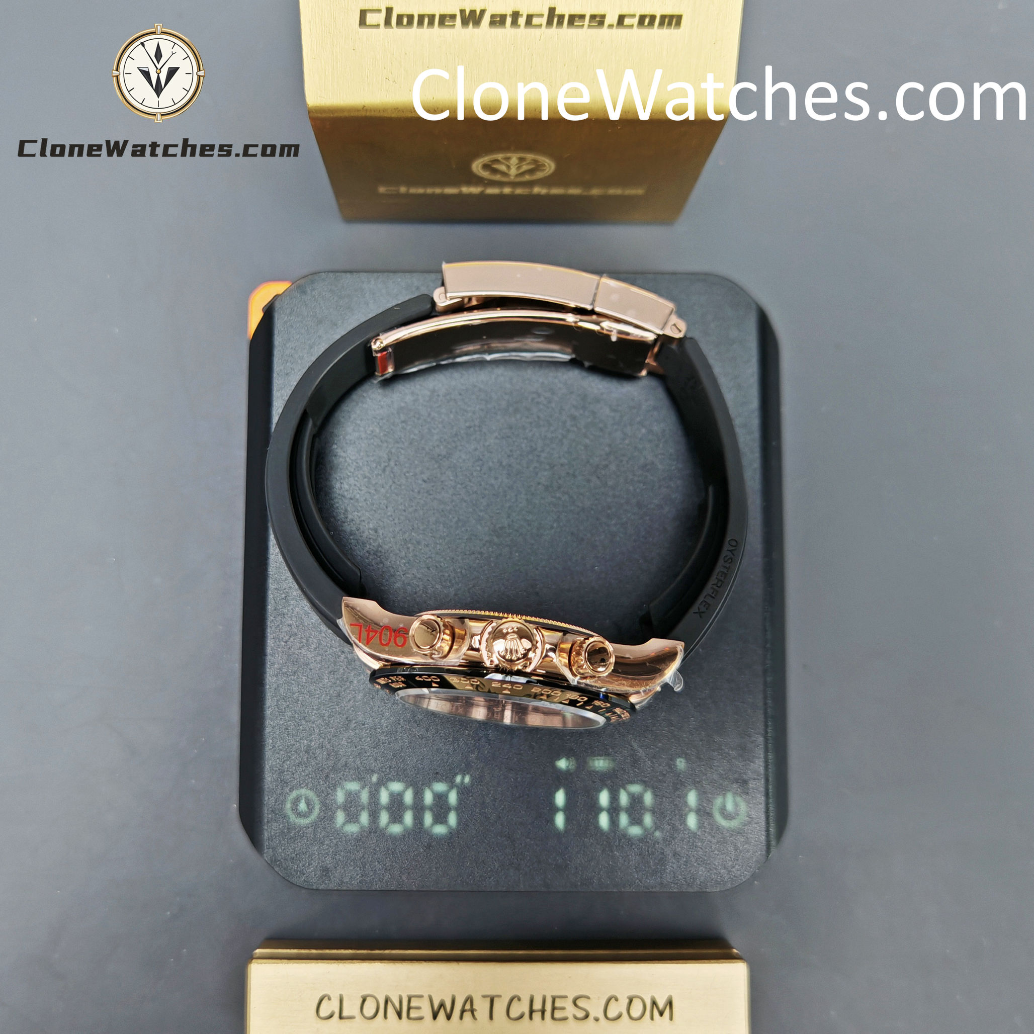 Rolex Super Clone Watches 1:1 Daytona 18K Rose Gold Black Dial M116515LN-0012 4130 Movement