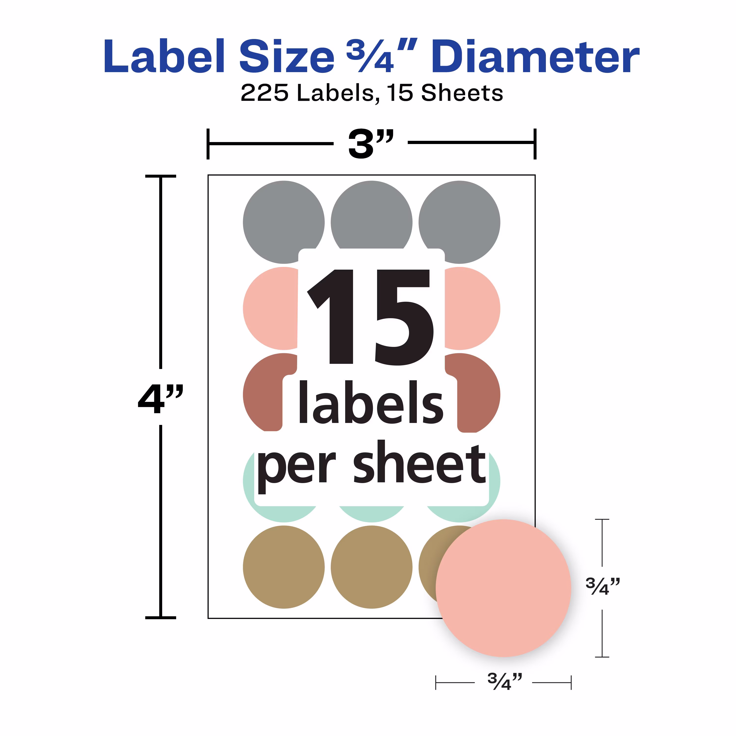 Avery Removable Color Coding Labels, 3/4