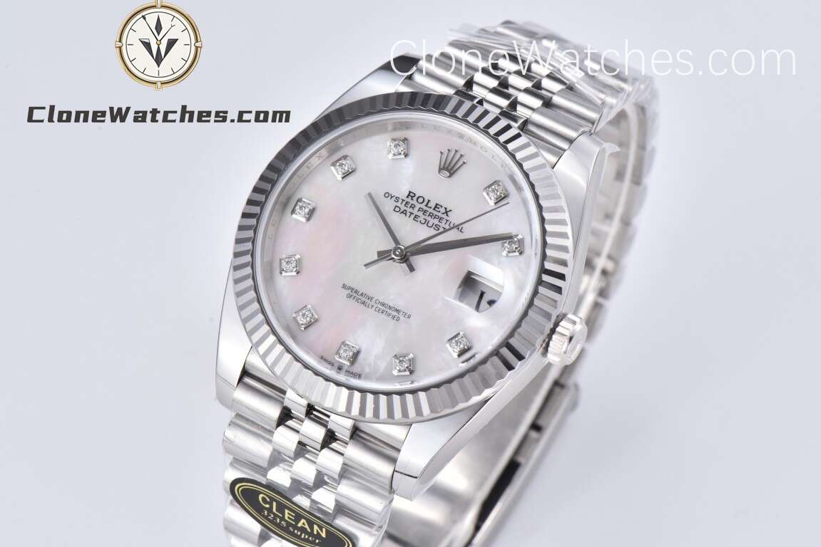 Rolex Super Clone Watches 1:1 DateJust White Diamond Dial M126334 Jubilee 41MM 3235 Movement