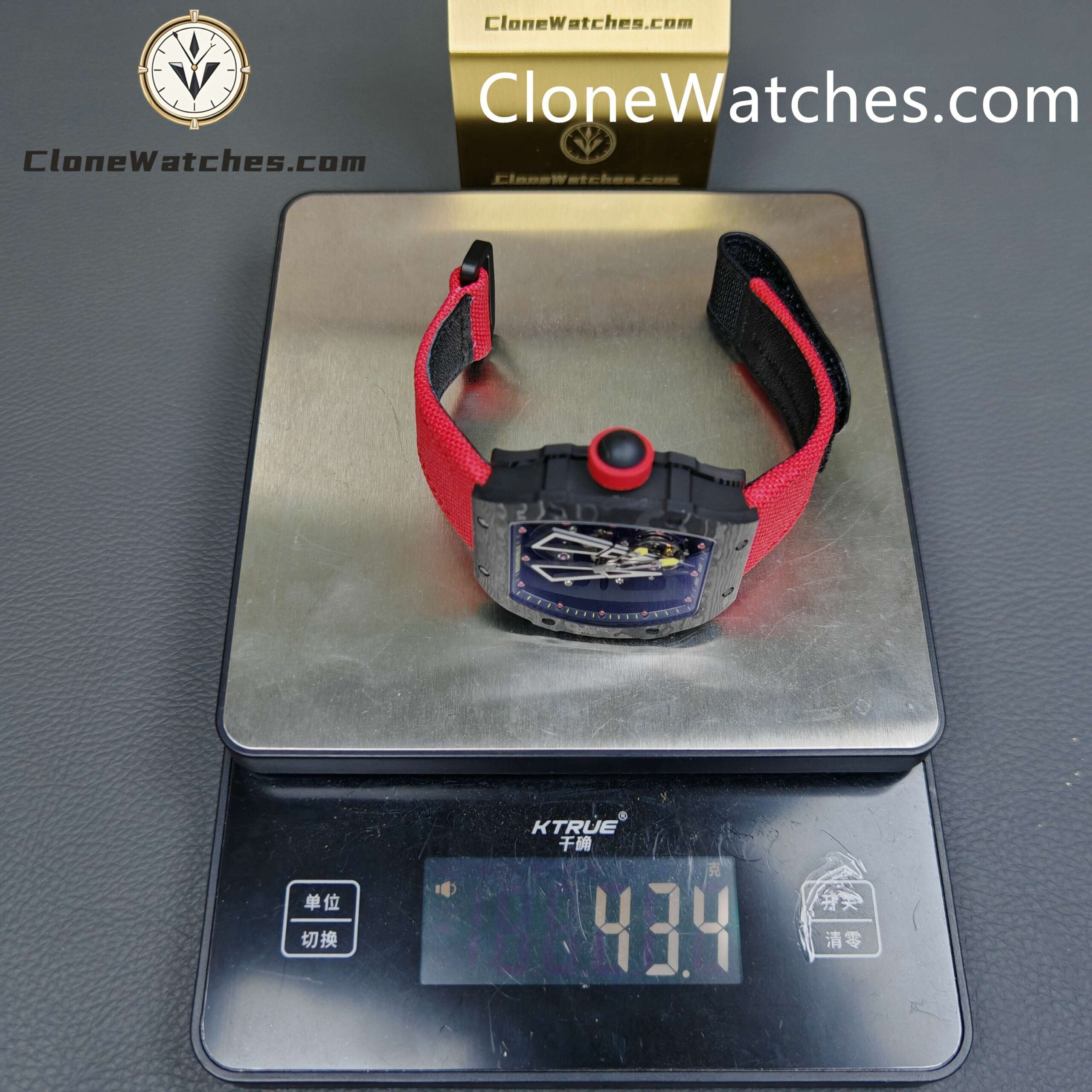 Richard Mille Super Clone Watches 1:1 RM 027 – 03 Carbon Tourbillon Red Strap