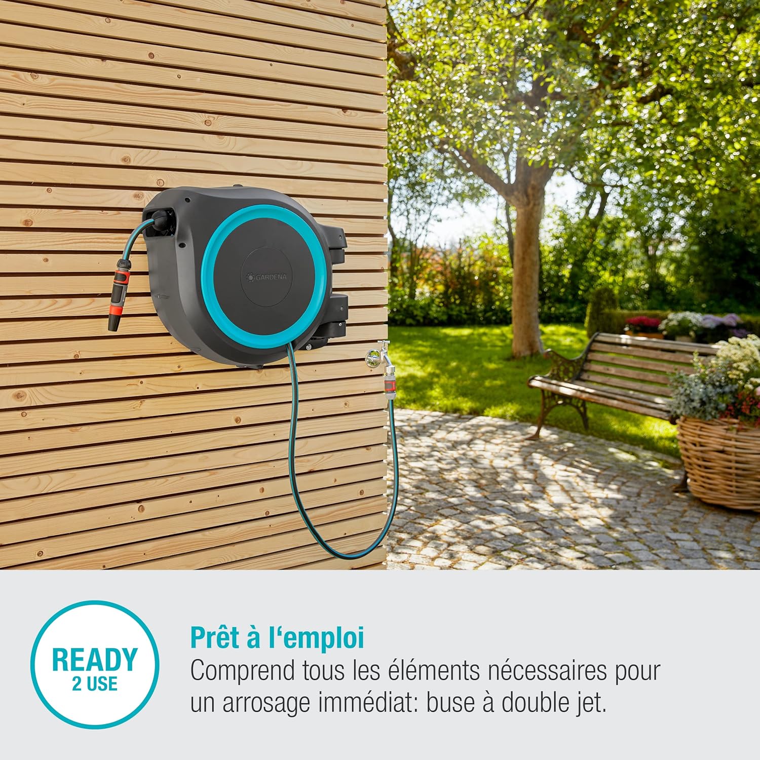 Dévidoir mural automatique 35 m O13 mm kit complet