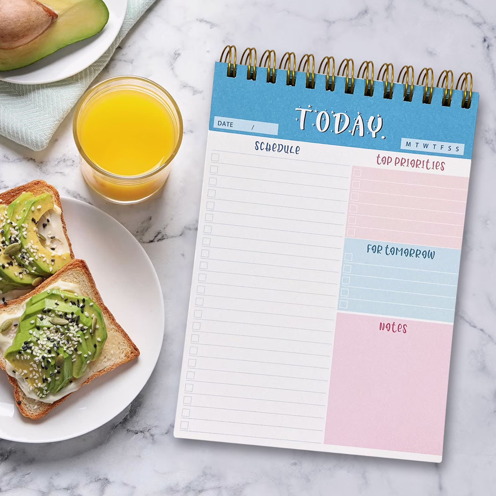 To Do List Notepad, Spiral Bound Undated Daily Planner, 52 Sheets 6.3" X 4.5" Tear Off Task Planning Pad with Checklist, For Work Office Home