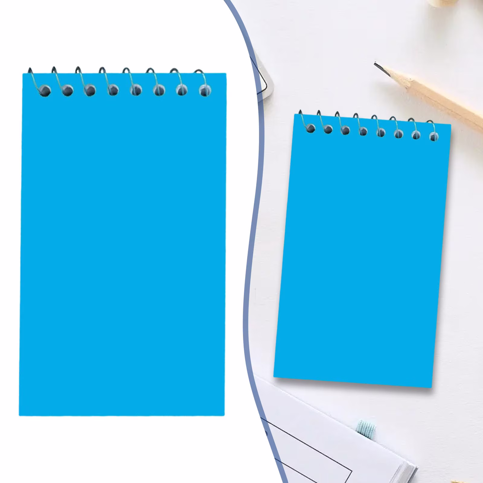 Mini Spiral Memo Pads, Top Wire Bound, 3 X 5 Inch Pocket Notepad, College Ruled, Assorted Primary Colors, 50 Sheets, 1 Pack Blue