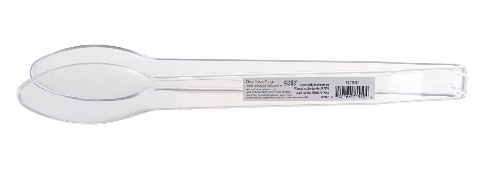 12 IN Clear Plastic Serving Tongs, Food Tongs, by Way To Celebrate