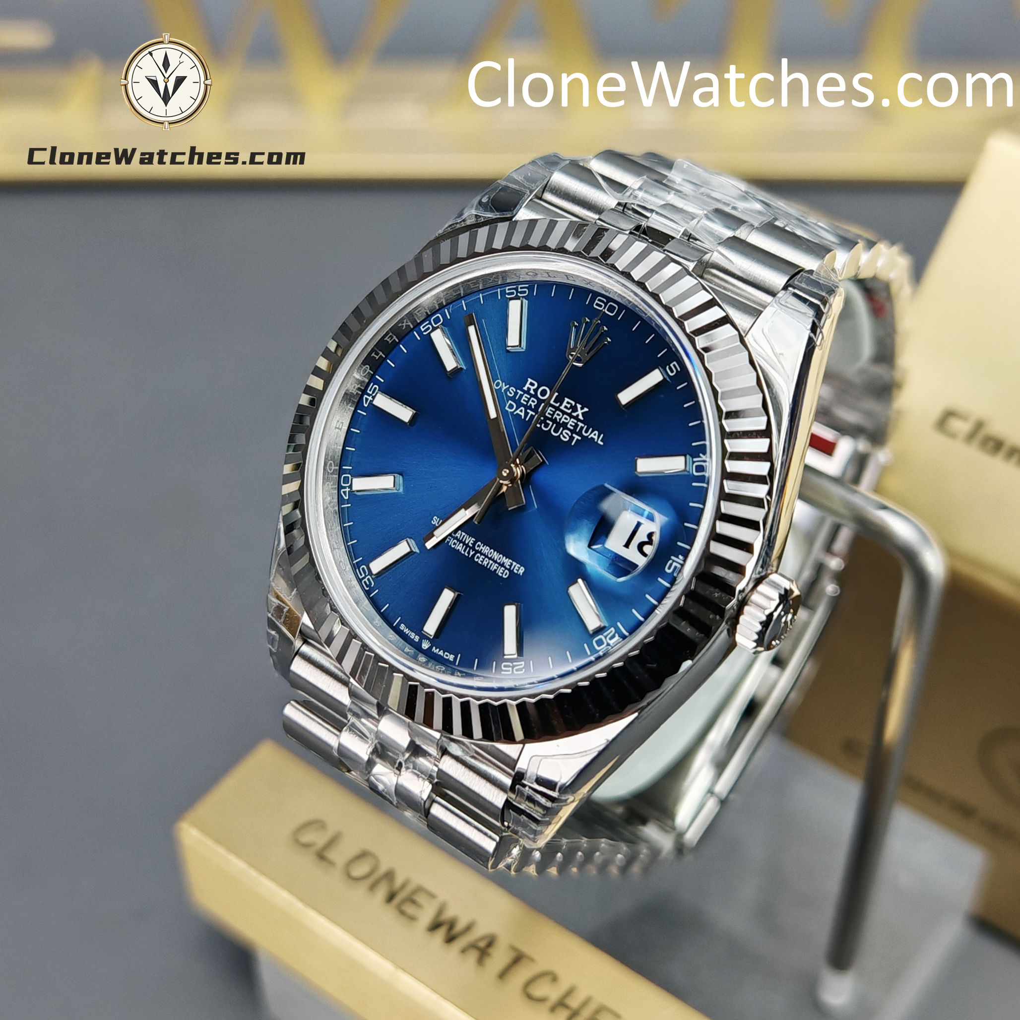Rolex Super Clone Watches 1:1 DateJust Blue Dial M126334 Jubilee 41MM 3235 Movement
