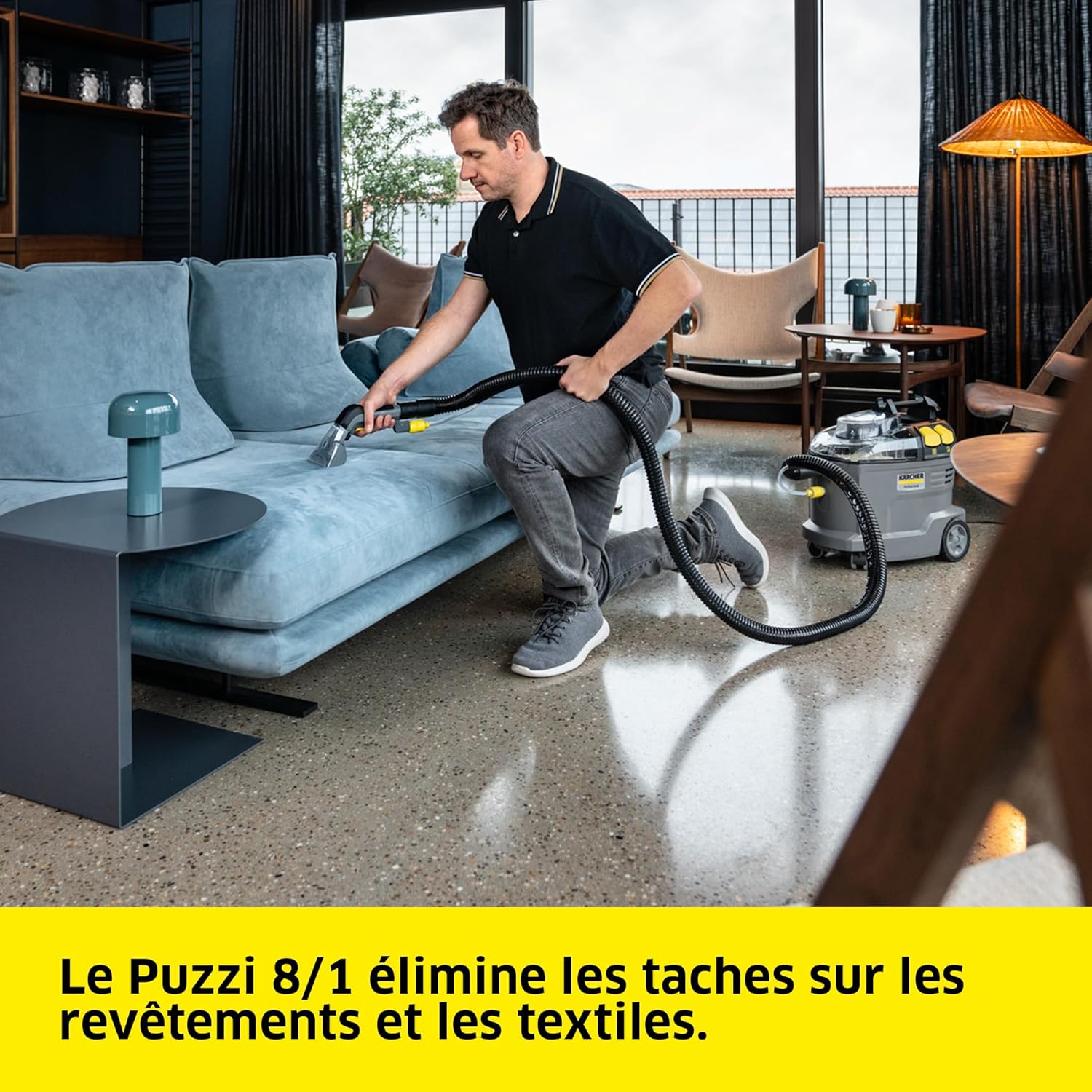 Injecteur extracteur Puzzi 8/1 flexible 2 en 1 réservoirs eau propre sale rendement 12 à 18 m²/h suceur fauteuil ergonomique