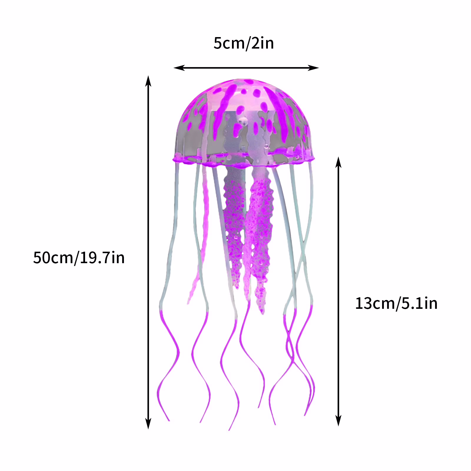 Gqtwoy 19.1Inch Jellyfish Aquarium Decorations, Silicone Fish Tank Ornaments, Colorful Decor Glows in Blacklight, Adds Beauty to Freshwater & Saltwater Tanks and Terrariums