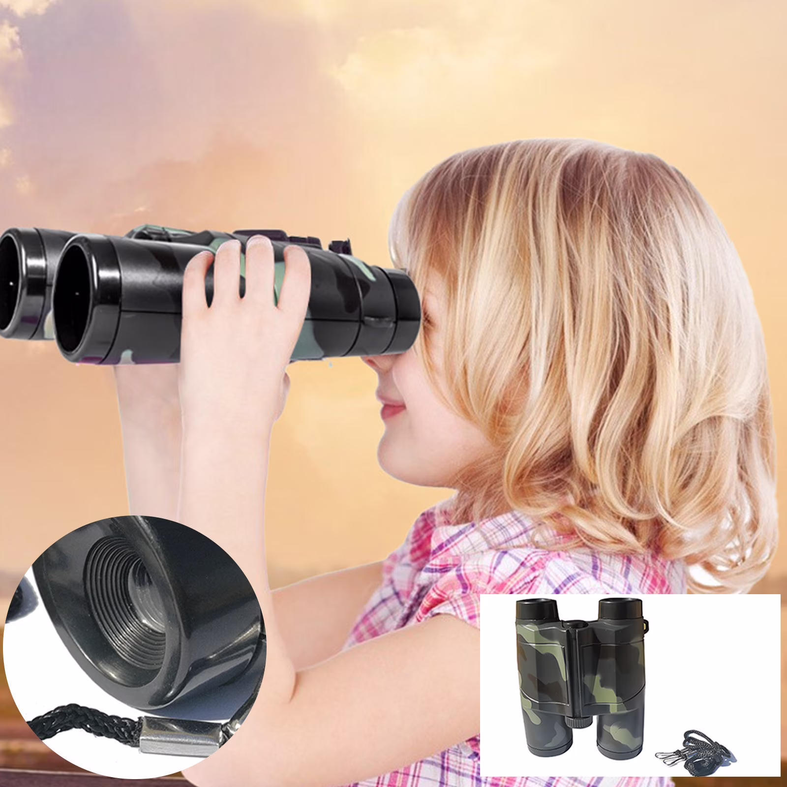 Toddler Toys, Kids Toy Gifts, Optical 4x Children's Camouflage Binoculars Puzzle Toy Can See 200 Meter Telescope Adjustable Focal Length Telescope Educational Puzzle Toy For Elementary Scho