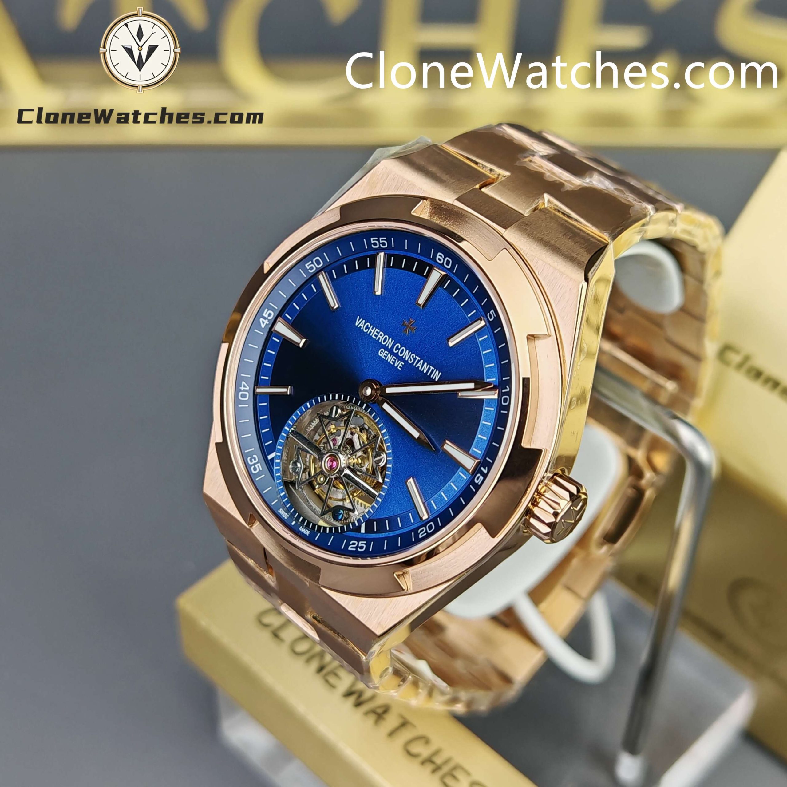 Vacheron Constantin Super Clone Watches 1:1 Overseas Tourbillon Rose Gold 6000V/210R-B733 42.5MM