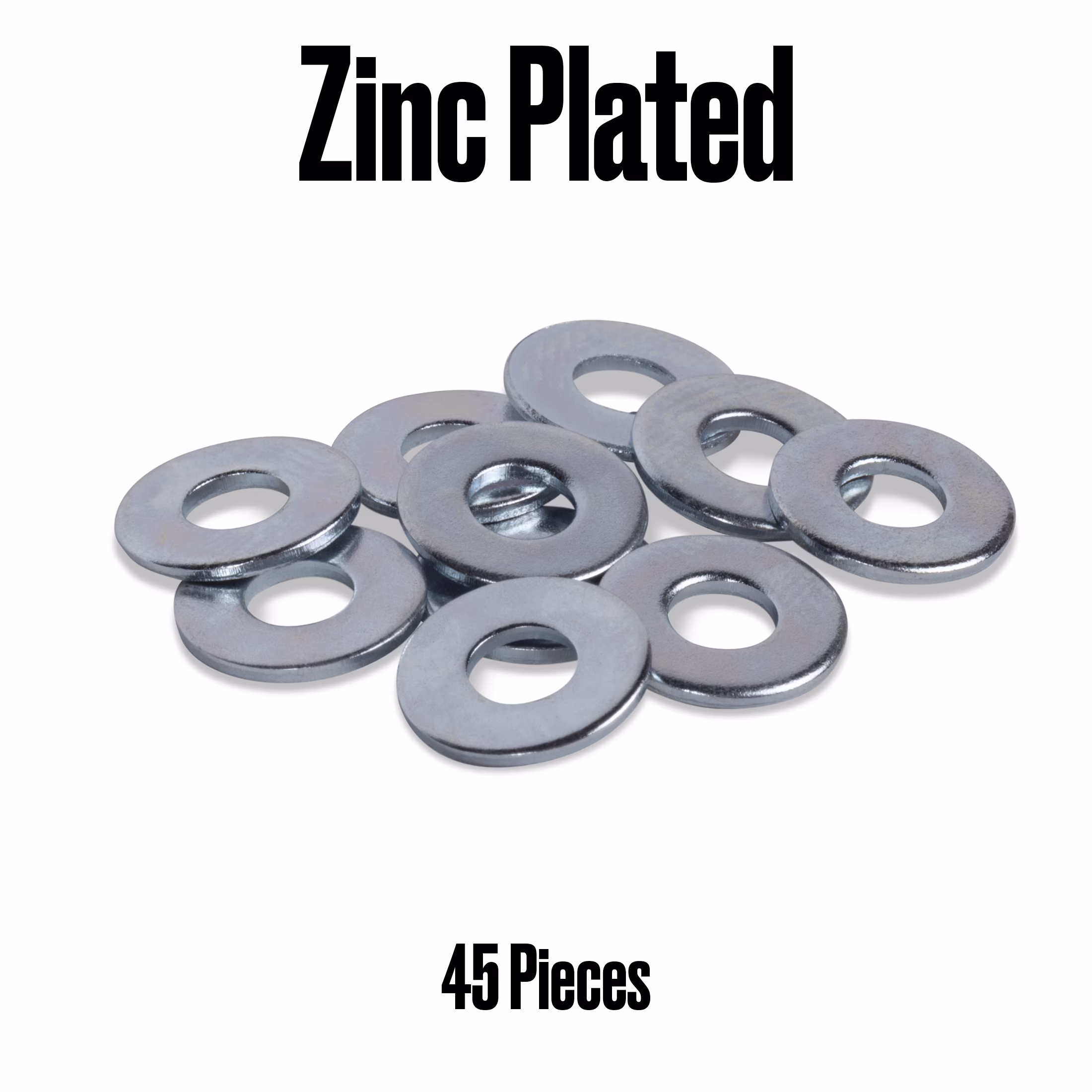 Hillman Flat Washers, #8, Steel, Zinc Finish, USS Washers, Silver, 45 pack