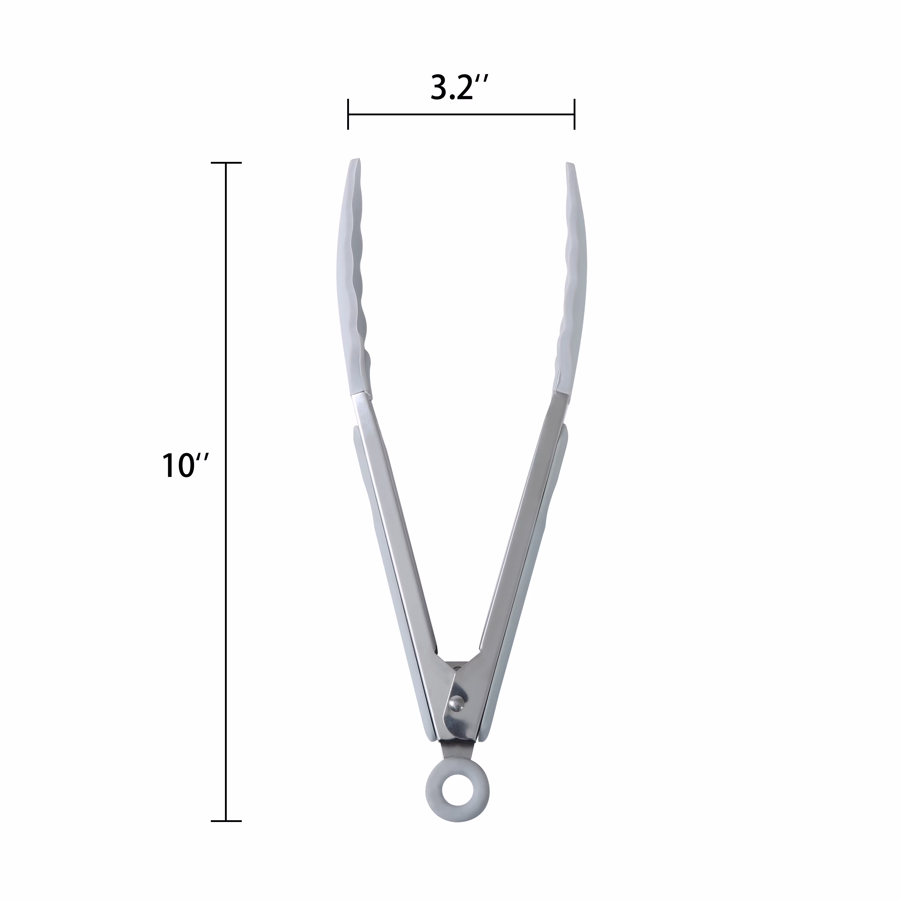 Mainstays 9 Inch Stainless Steel Silicone Locking Food Tongs with Soft Grip Handle, Grey Flannel
