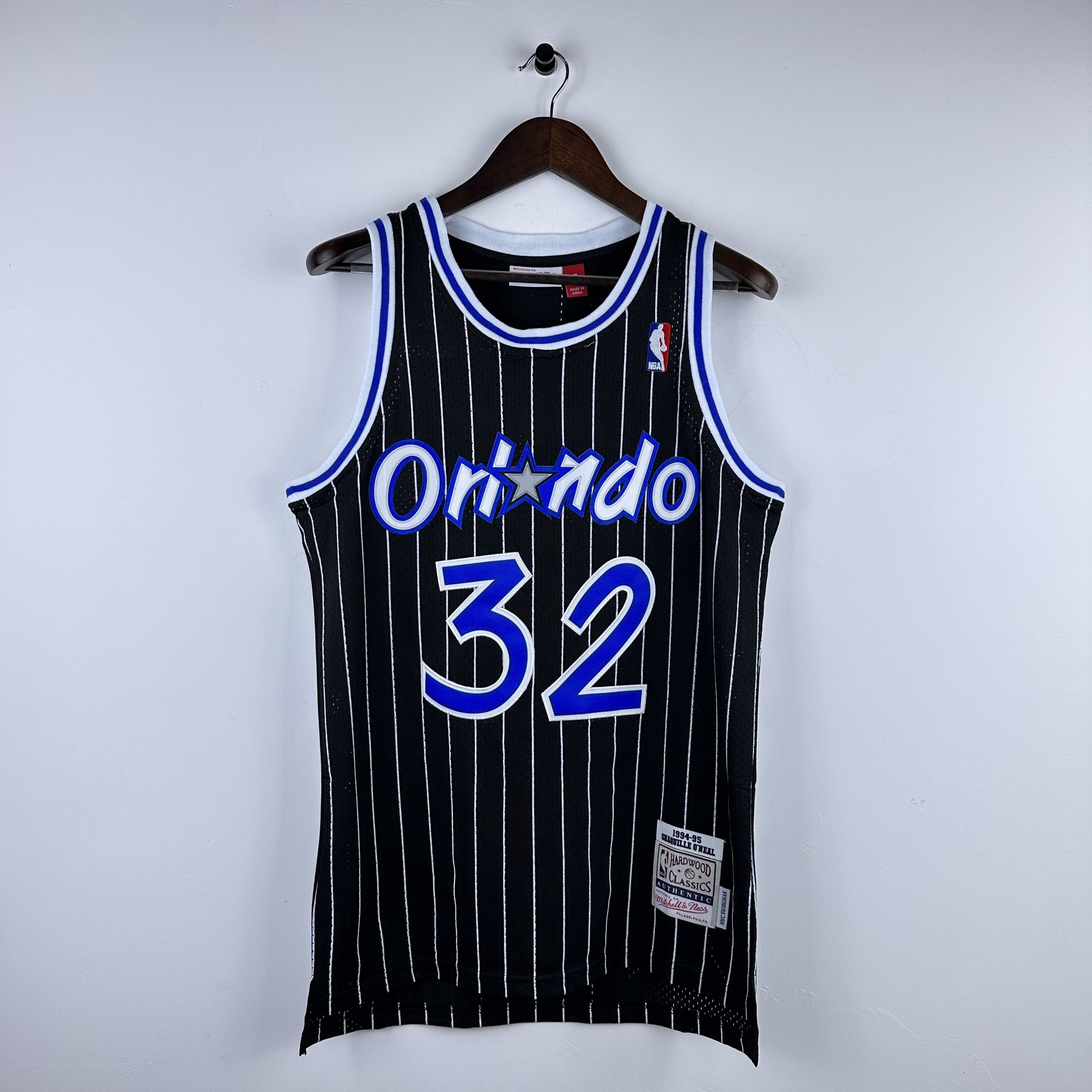 Embroidered MN Retro Jersey Magic 94/95 Season Striped Black No. 32 O'Neal