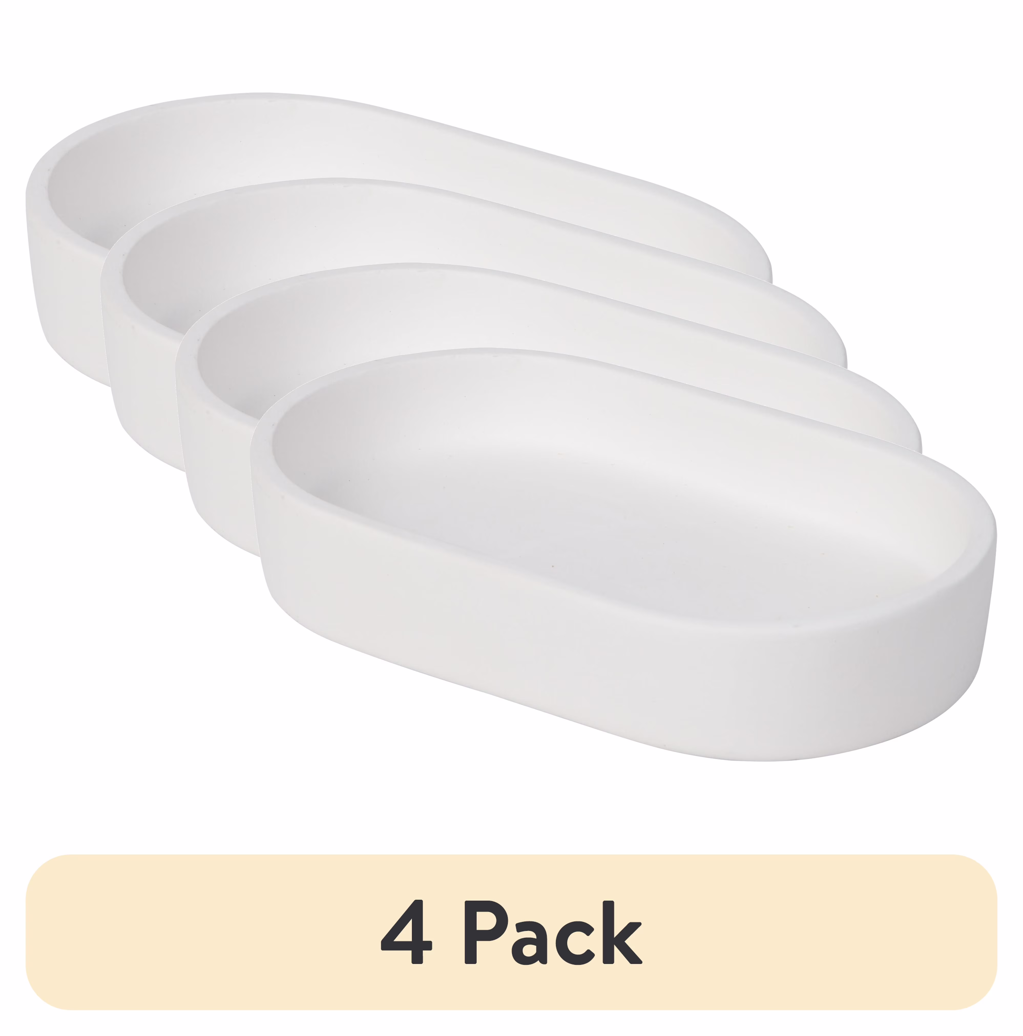 (4 pack) Hello Hobby Trinket Tray, White Ceramic, Ready to Paint, 3 in x 5 in Oval