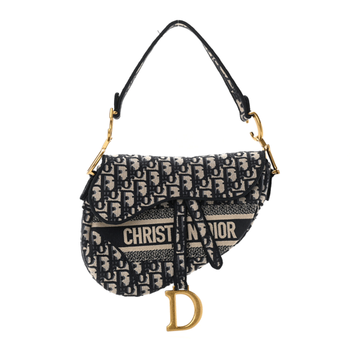 CHRISTIAN DIOR Oblique Embroidered Saddle Bag Blue