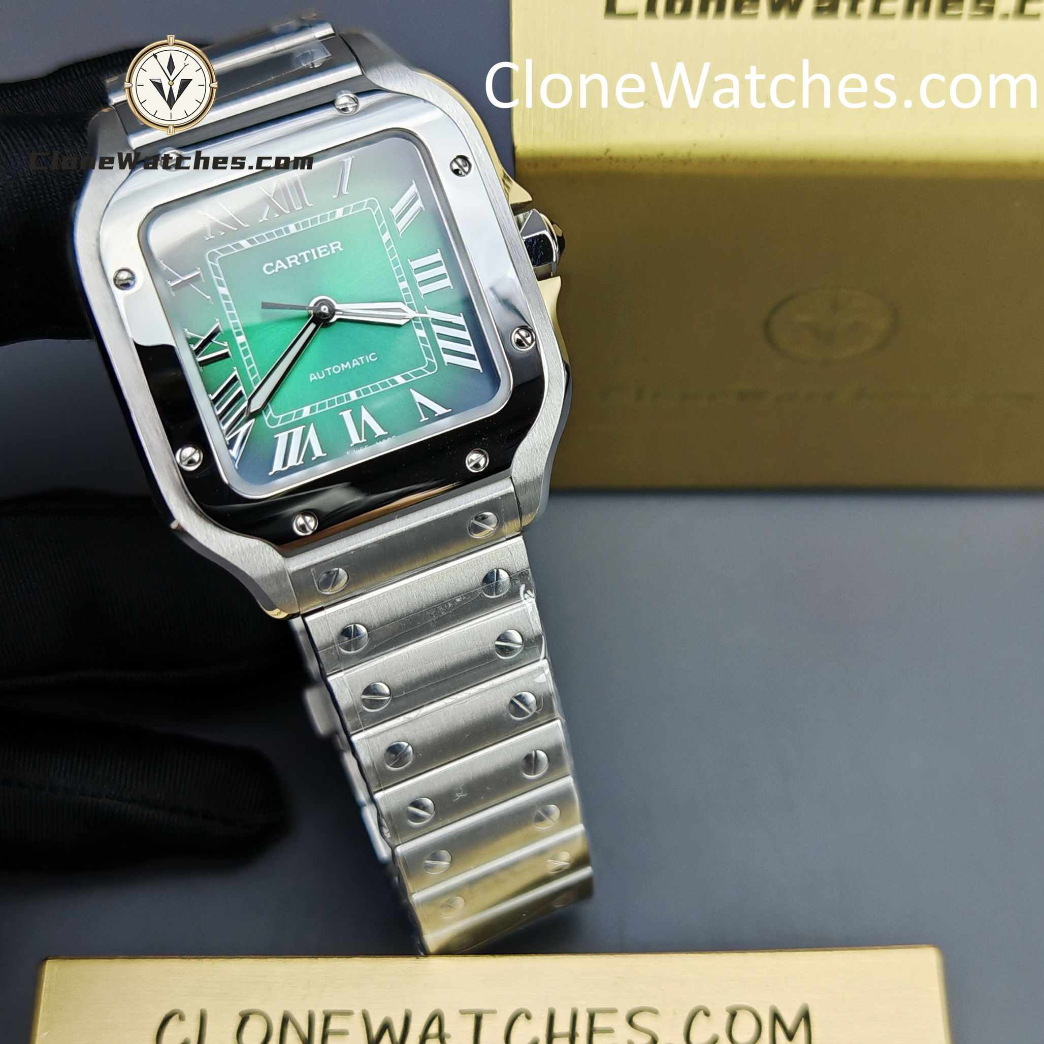 Cartier Super Clone Watches 1:1 Santos Series Green Dial 35.1MM WSSA0061