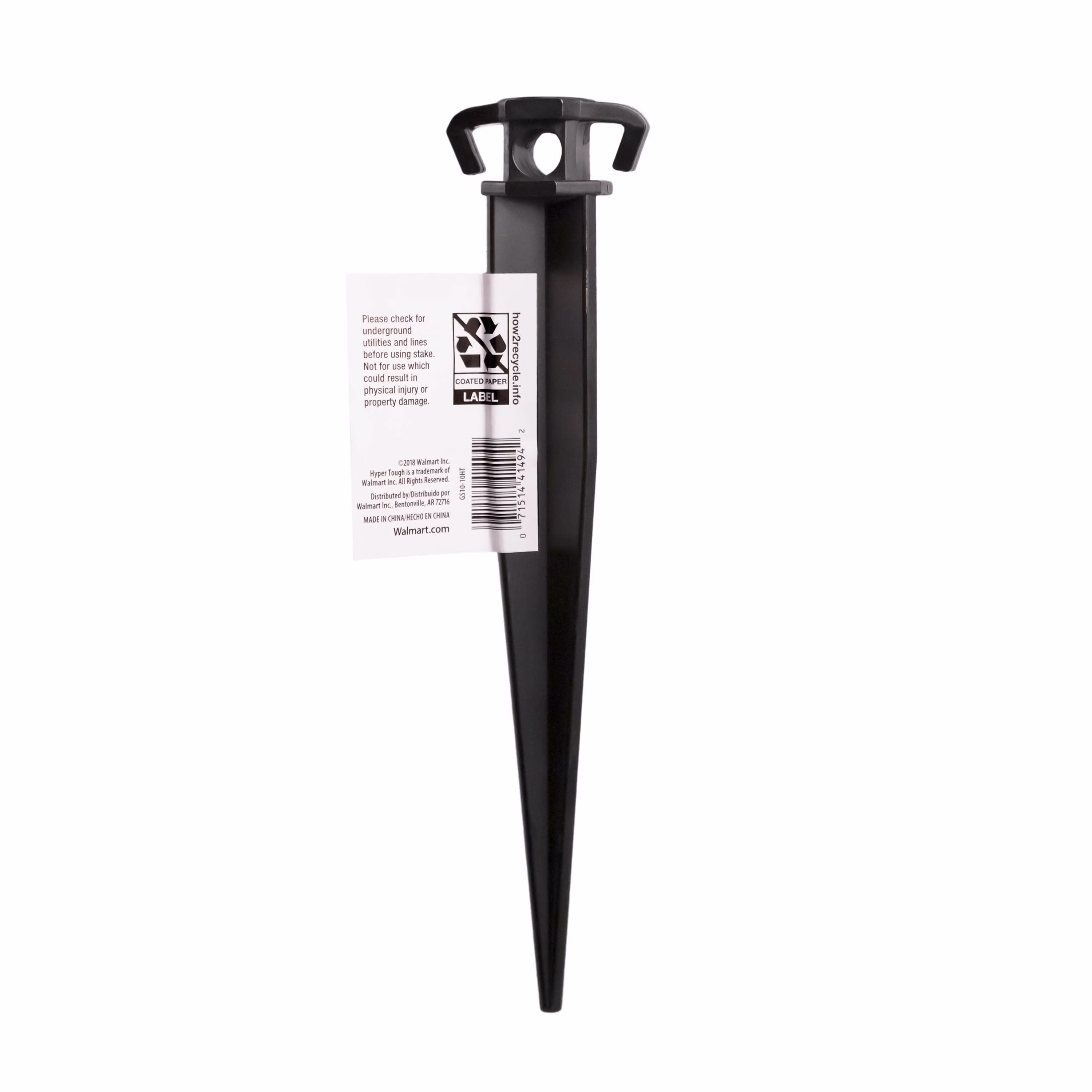 Hyper Tough Item# GS10-10HT, Plastic Ground Garden and Tent Stake, Black 10