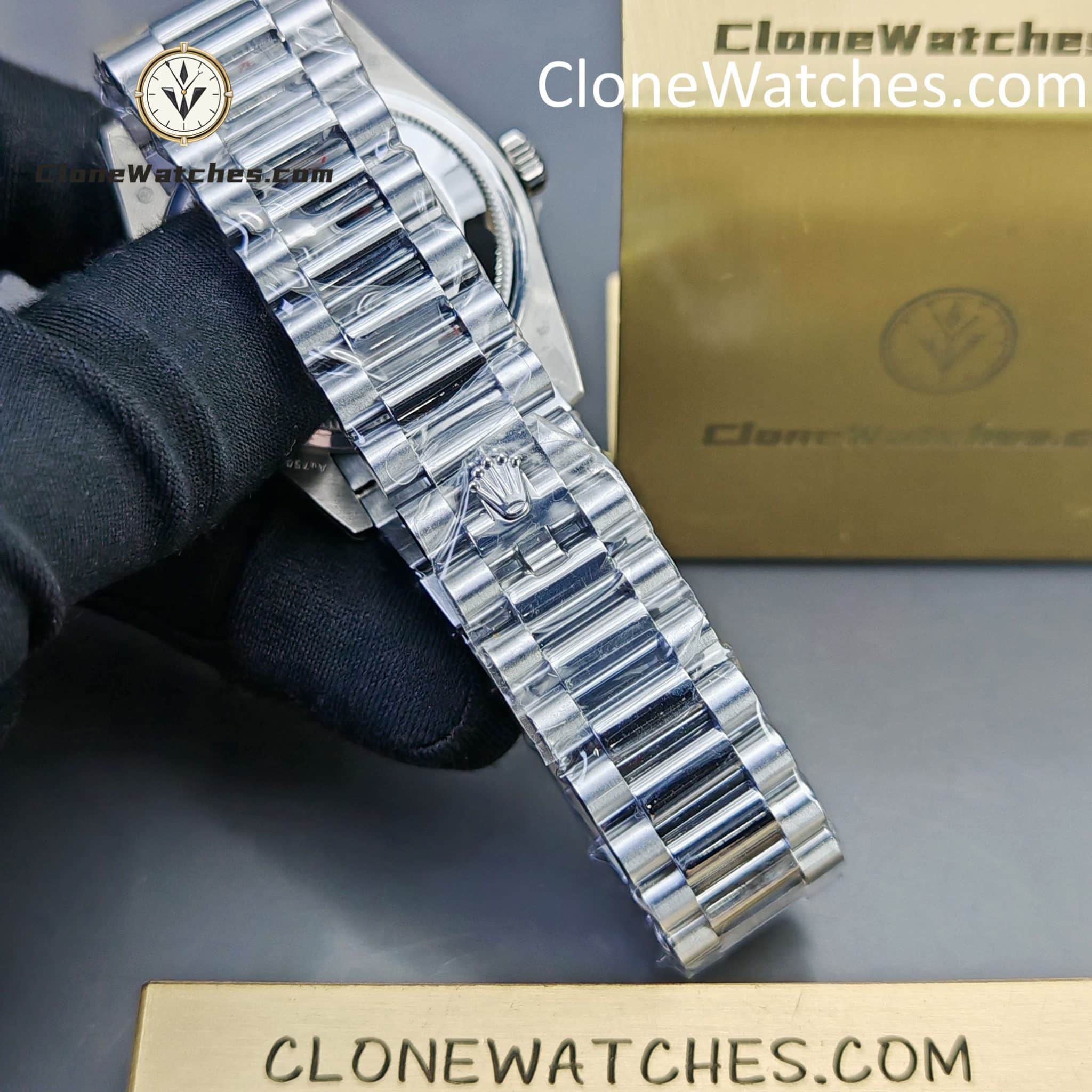 Rolex Super Clone Watches 1:1 Day Date Ice Blue Diamond Bezel Dial 36mm m128396tbr-0003 3255 Movement