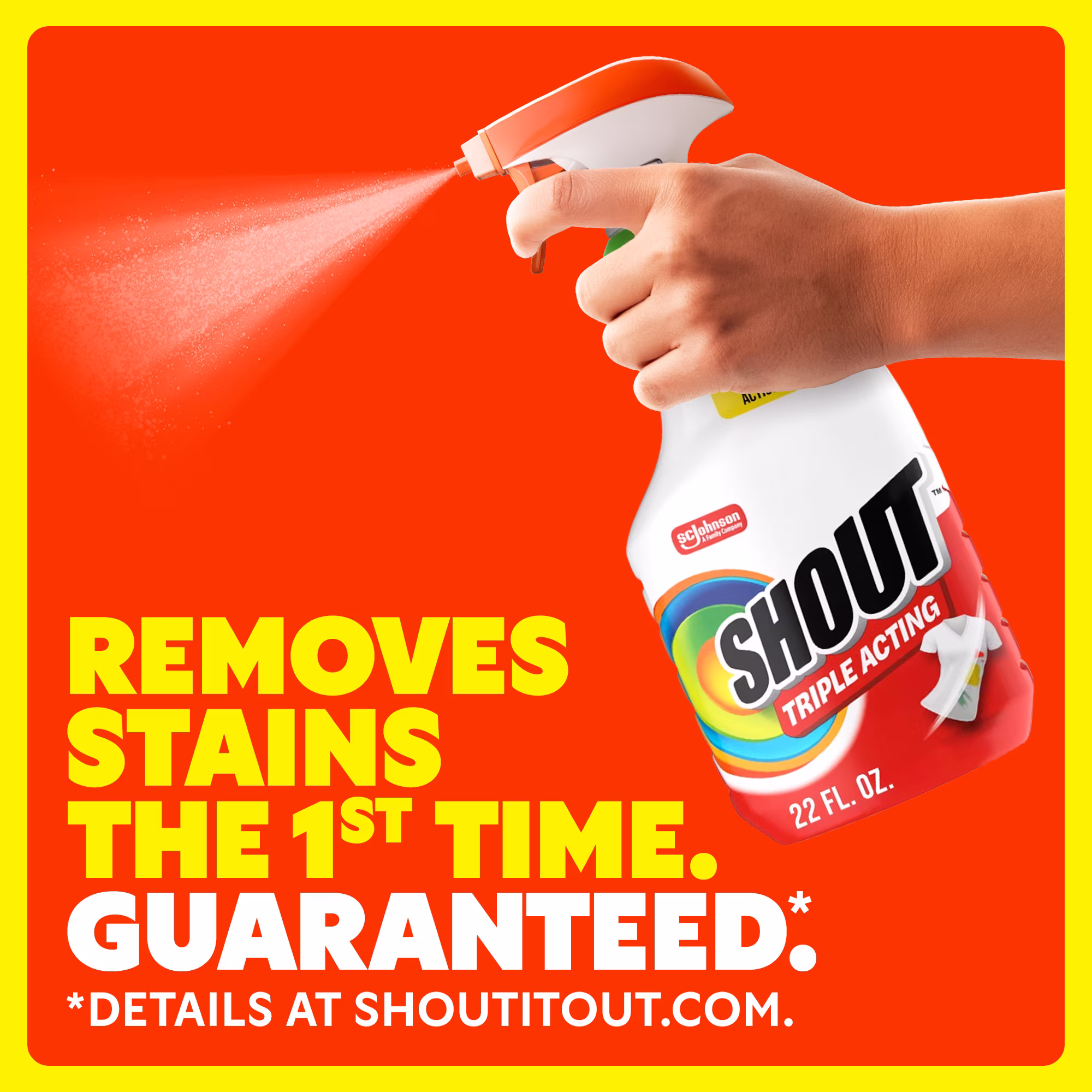 Shout Active Enzyme Laundry Stain Remover Spray, Triple-Acting Formula Clings, Penetrates, and Lifts 100+ Types of Everyday Stains - Prewash Spray 22 FL. OZ.
