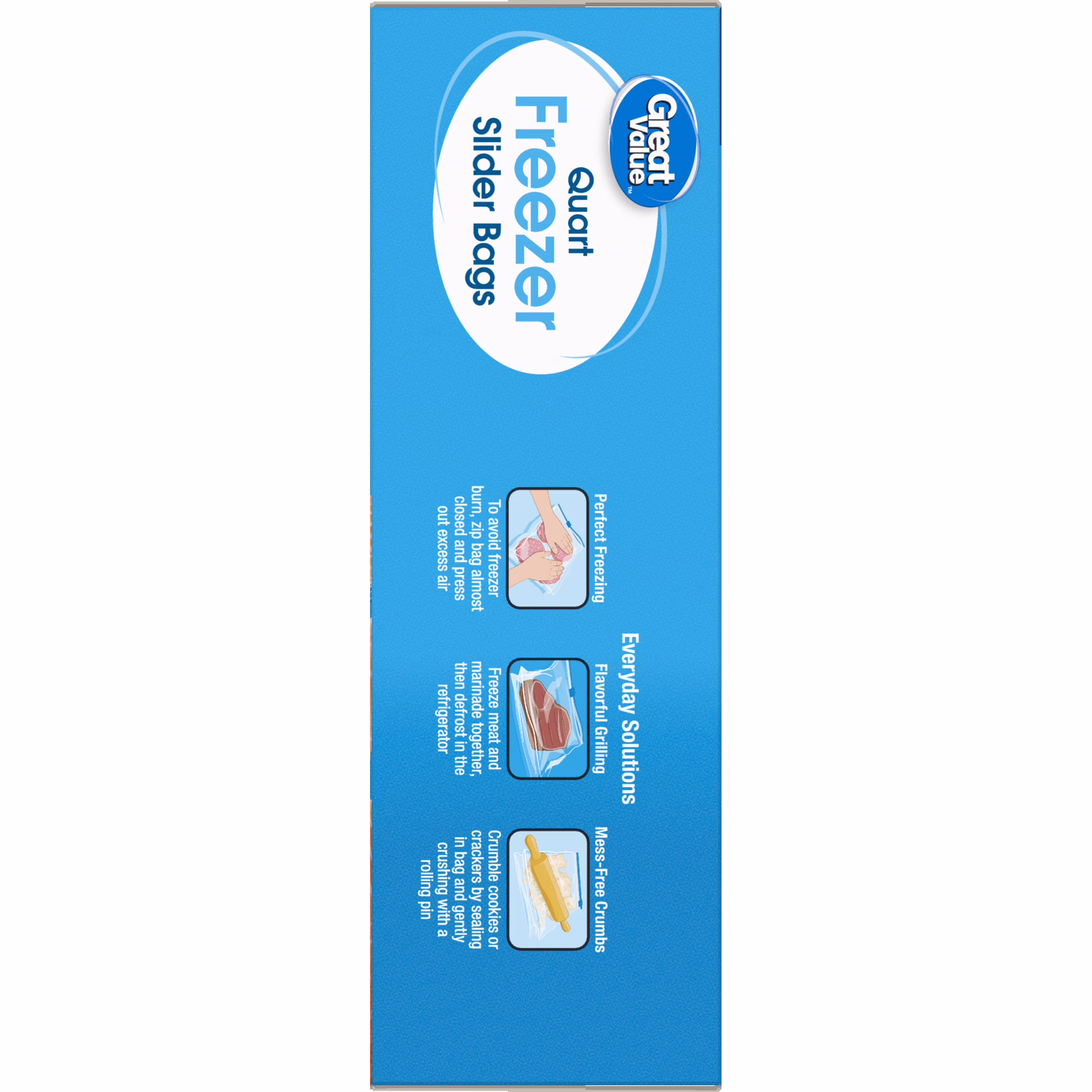 Great Value Slider Zipper Freezer Bags, Quart, 50 Count