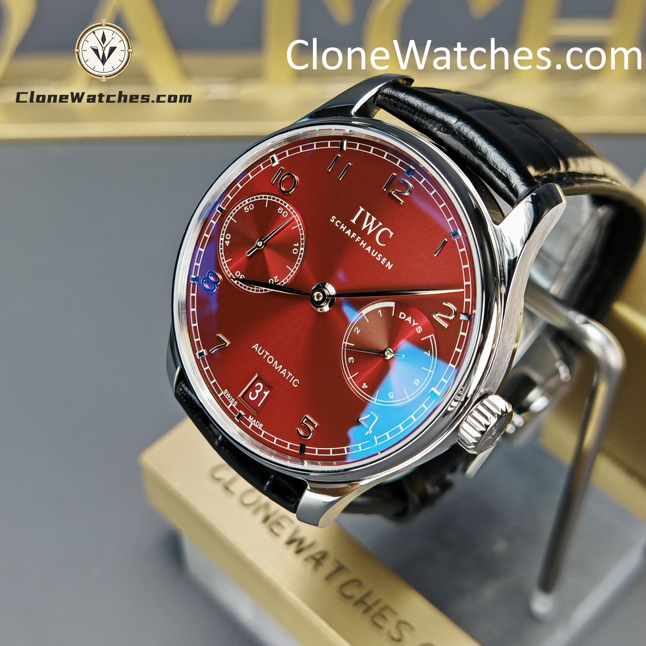 IWC Super Clone Watches 1:1 Portugieser Automatic 42MM Burgundy Dial IW500714