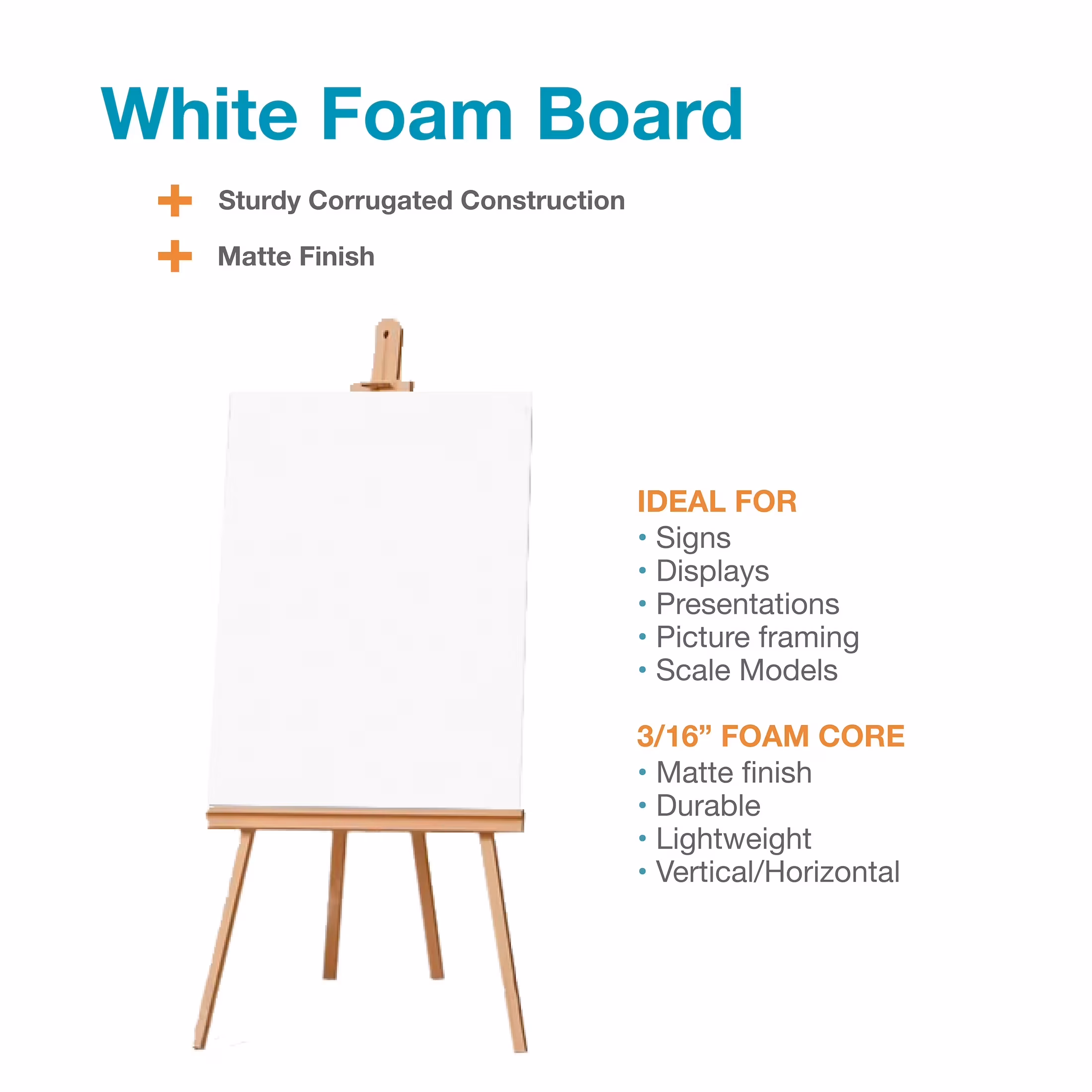 Pen+Gear White Foam Board, 20