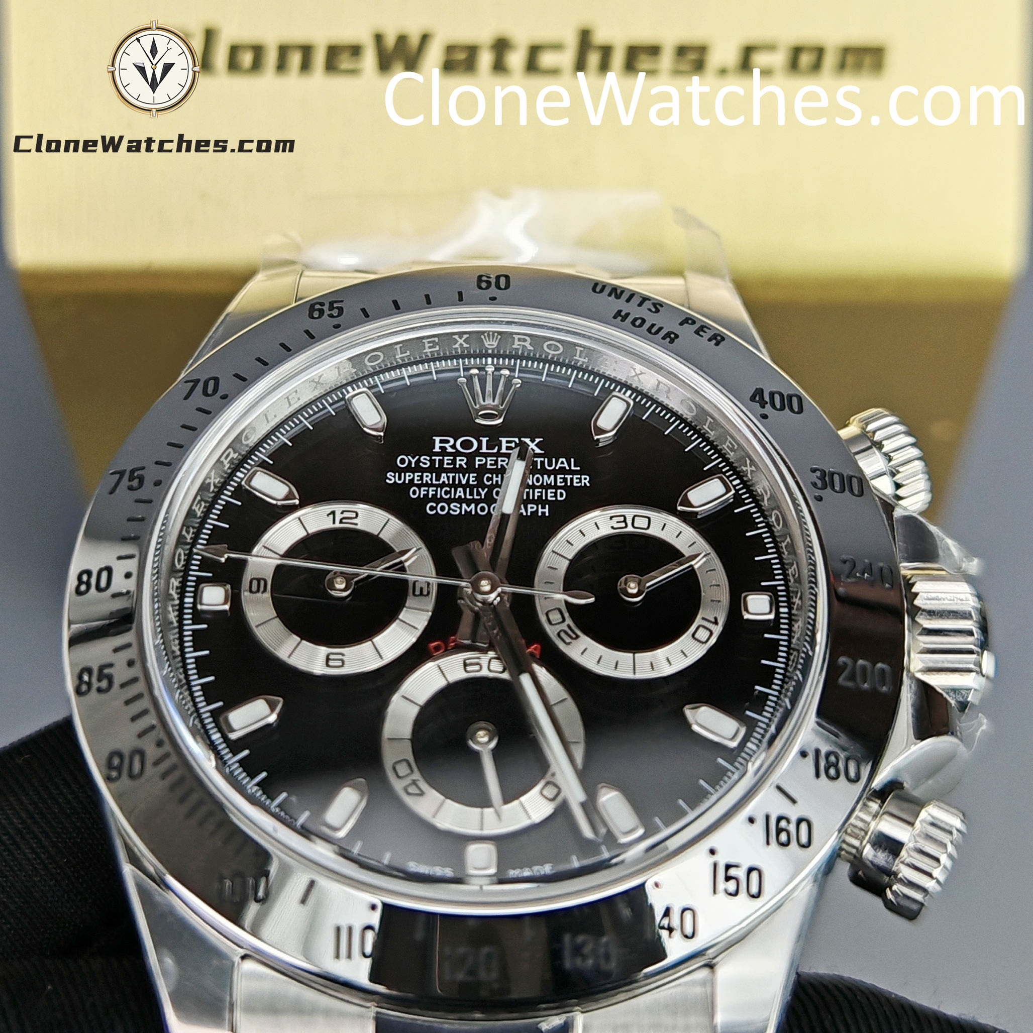 Rolex Super Clone Watches 1:1 Daytona Black Dial M116520-78590 4130 Movement
