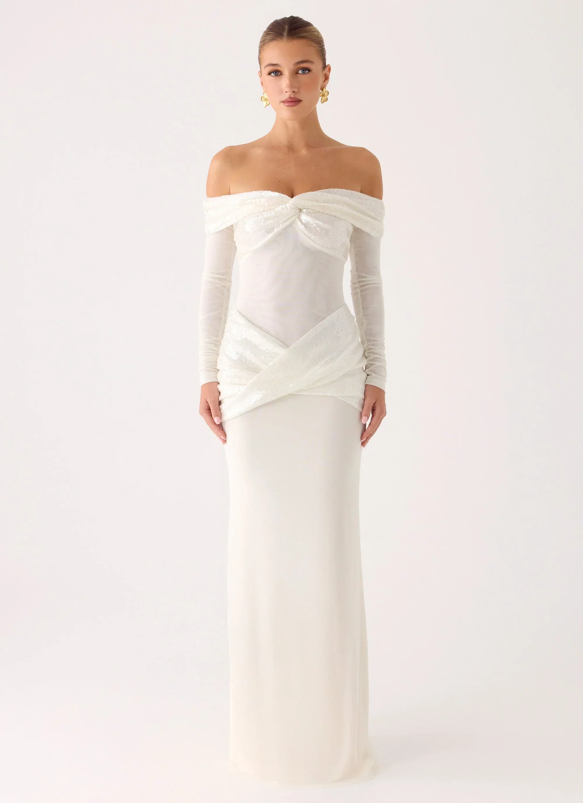 Over To You Sequin Maxi Dress - White
