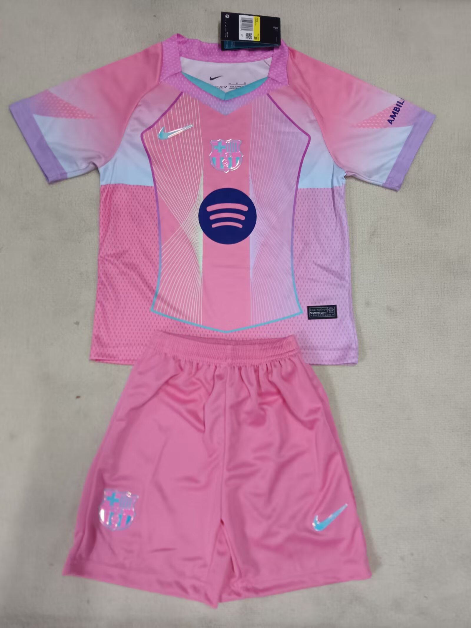 25-26 Barcelona Second Away Pink Jersey - Kids Kit