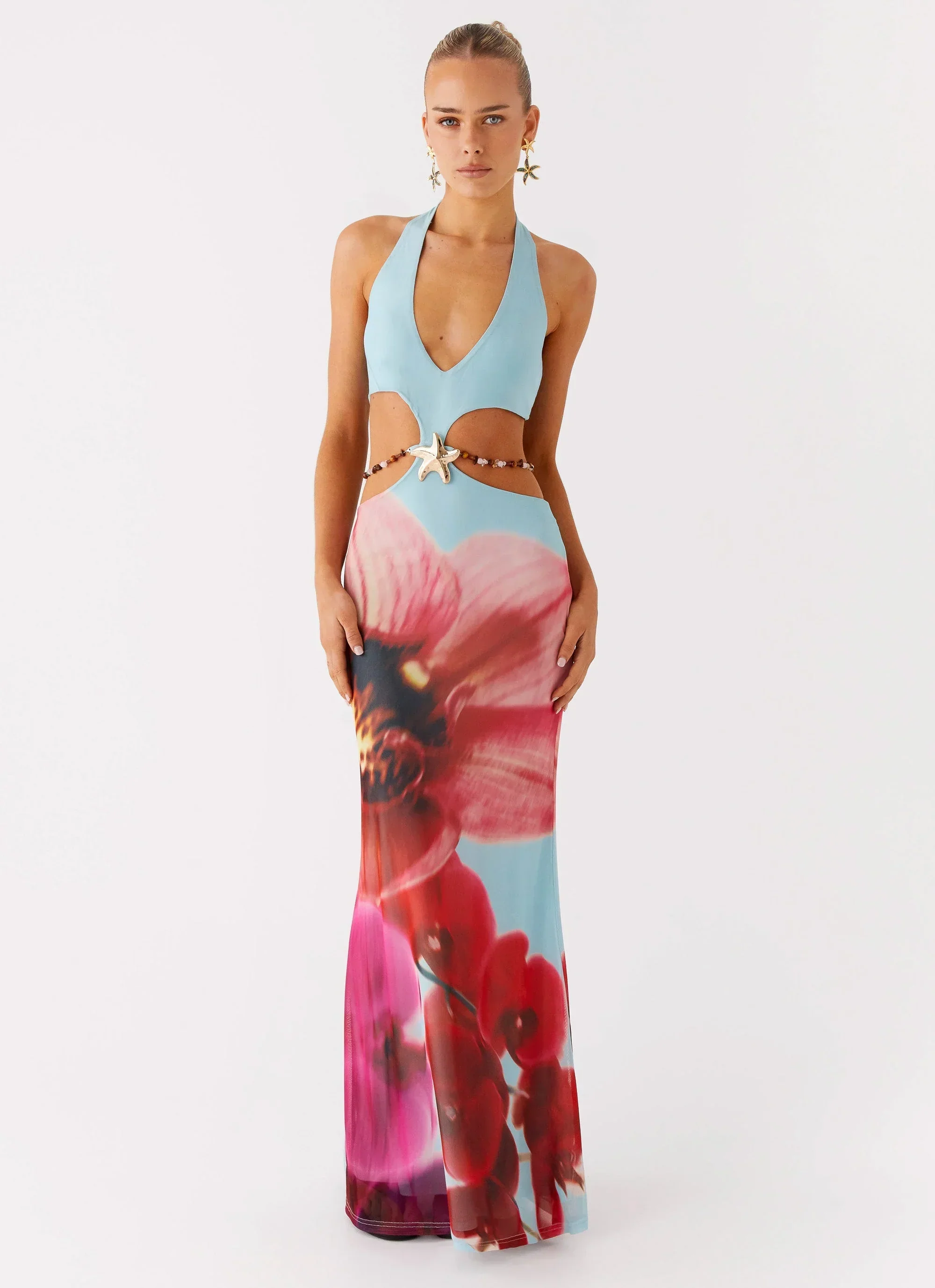 Time To Dance Maxi Dress - Turquoise Bloom