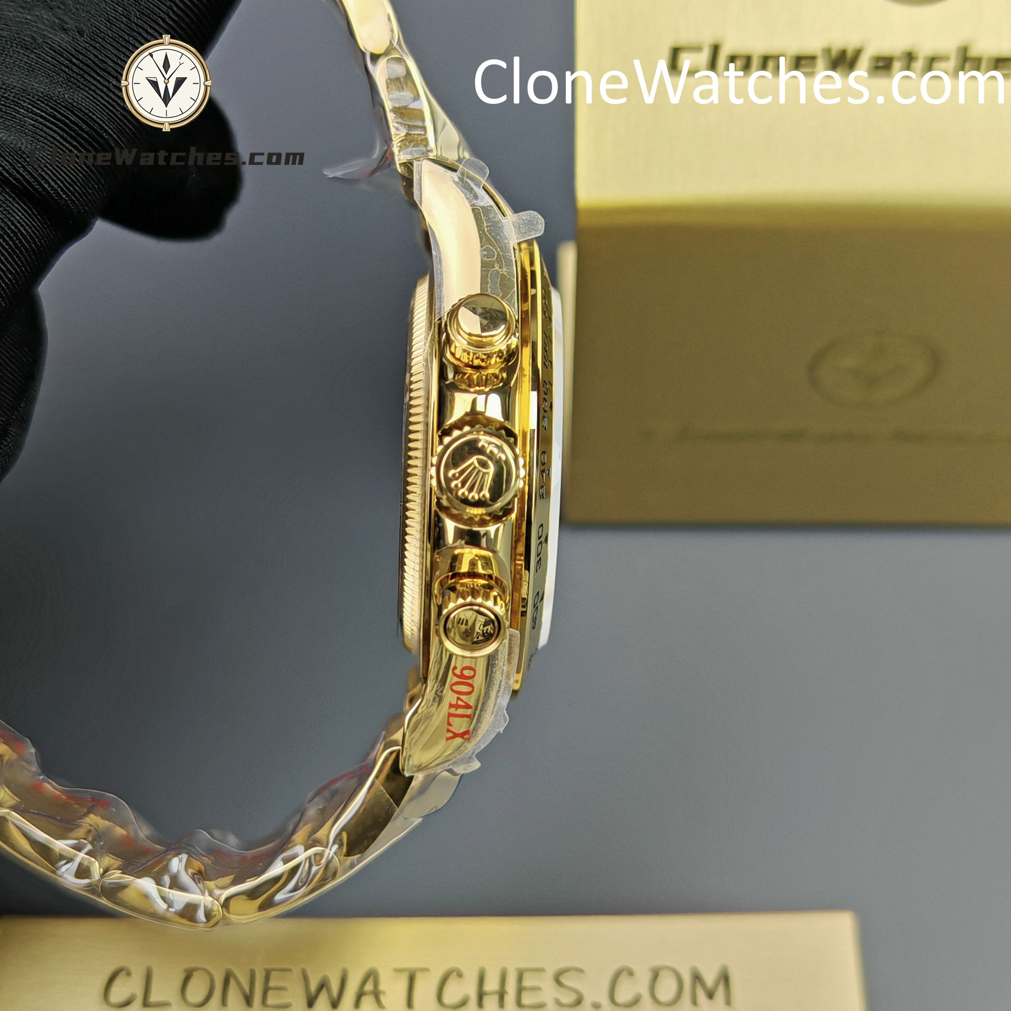 Rolex Super Clone Watches 1:1 Daytona 18K Yellow Gold Plating M126508-0008 4131 Movement