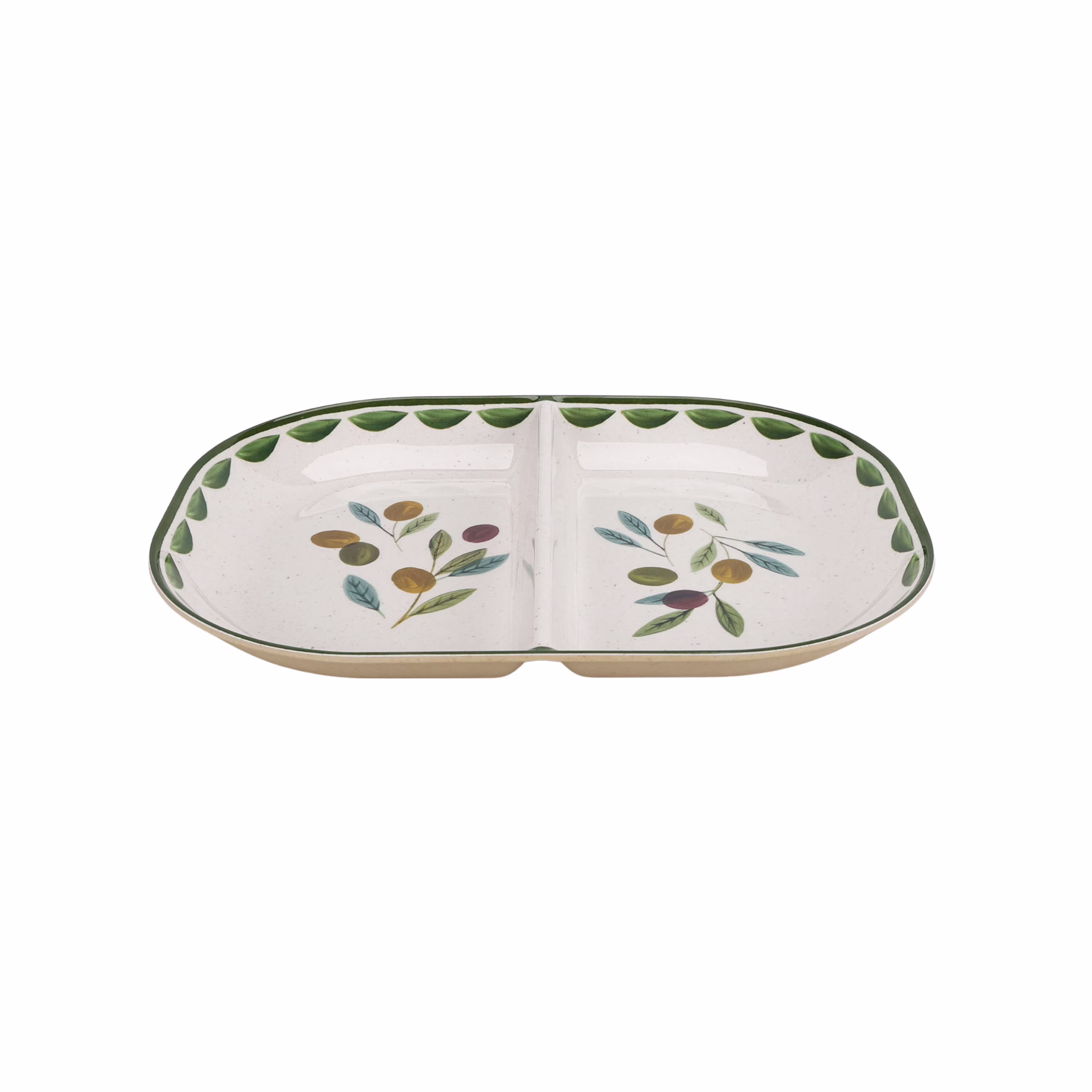 Better Homes & Gardens Divided Serving Tray, Olive Beige, Bamboo Melamine Plastic, Dishwasher Safe, 13.35 in x 10 in