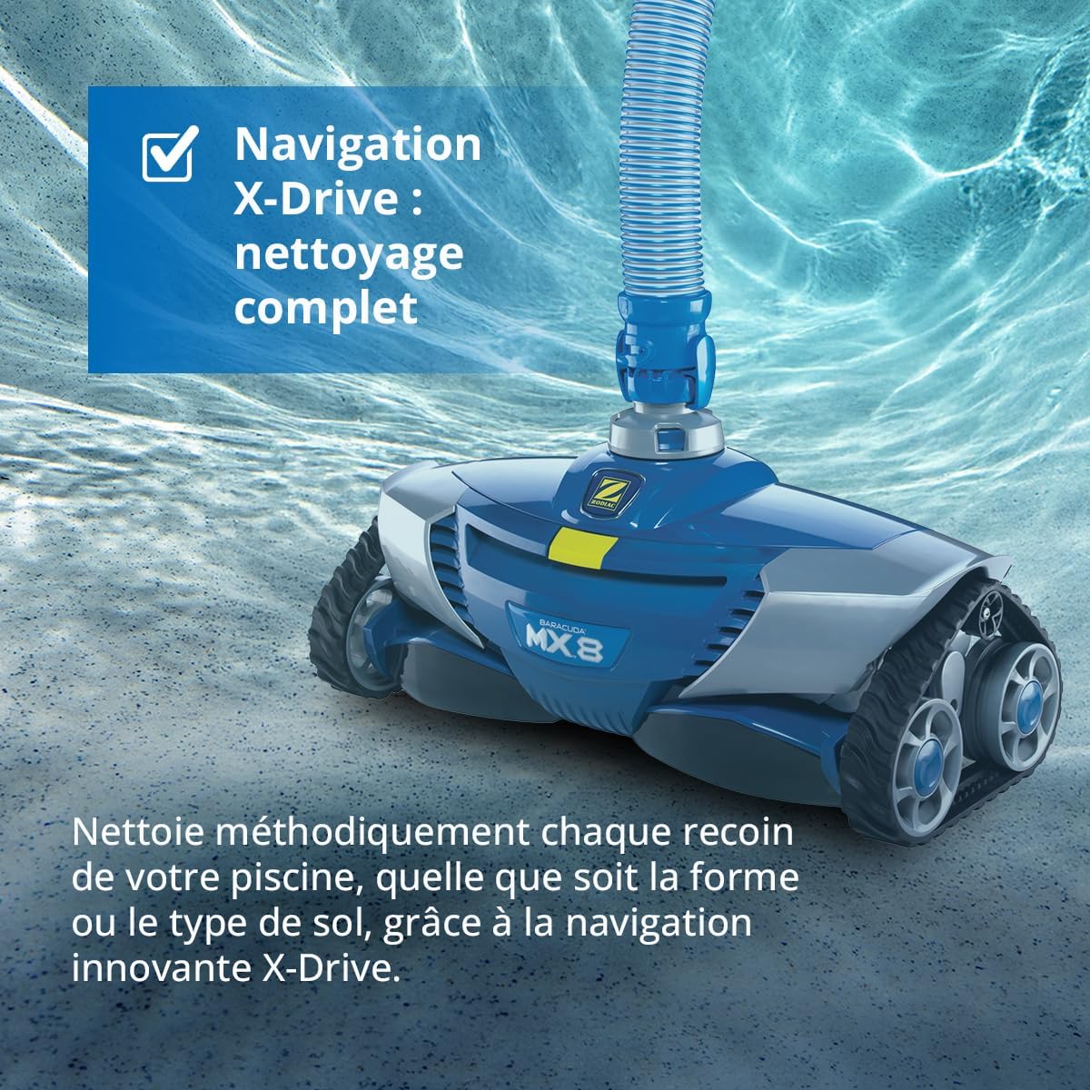 Robot piscine hydraulique MX8 fond parois aspiration mécanique piscines 12 x 6 m