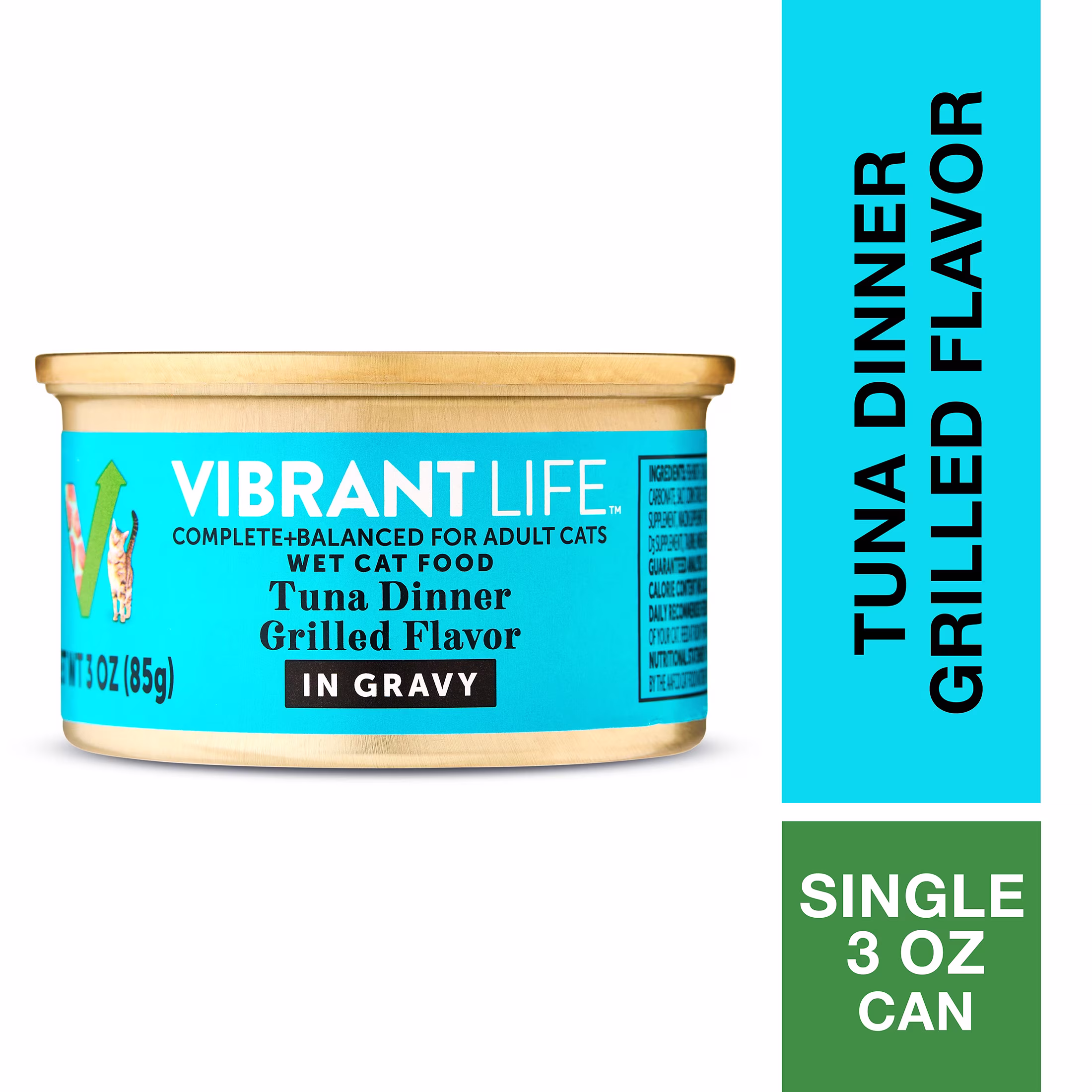 Vibrant Life Tuna Dinner Grilled Cuts in Gravy Wet Cat Food, 3 oz Can
