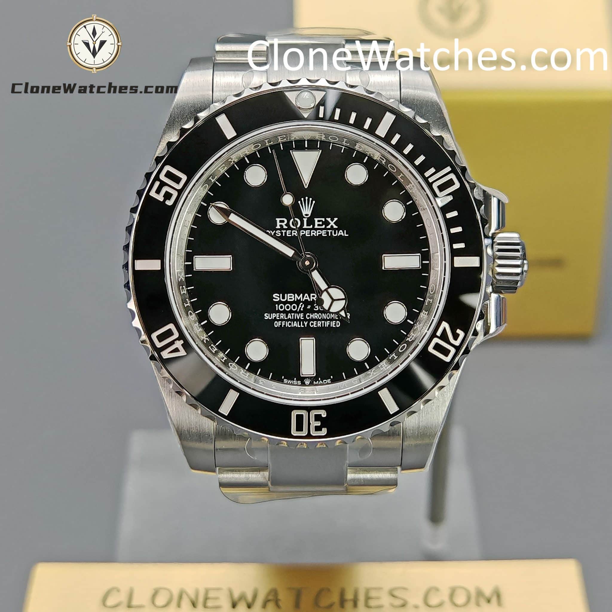 Rolex Super Clone Watches 1:1 Submariner Black Dial No Date 124060-0001 3230 Movement