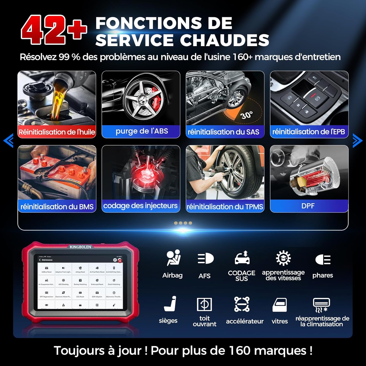 Valise diagnostic auto K8 Pro OBD2 systèmes complets 42 réinitialisations contrôle bidirectionnel CANFD DOIP