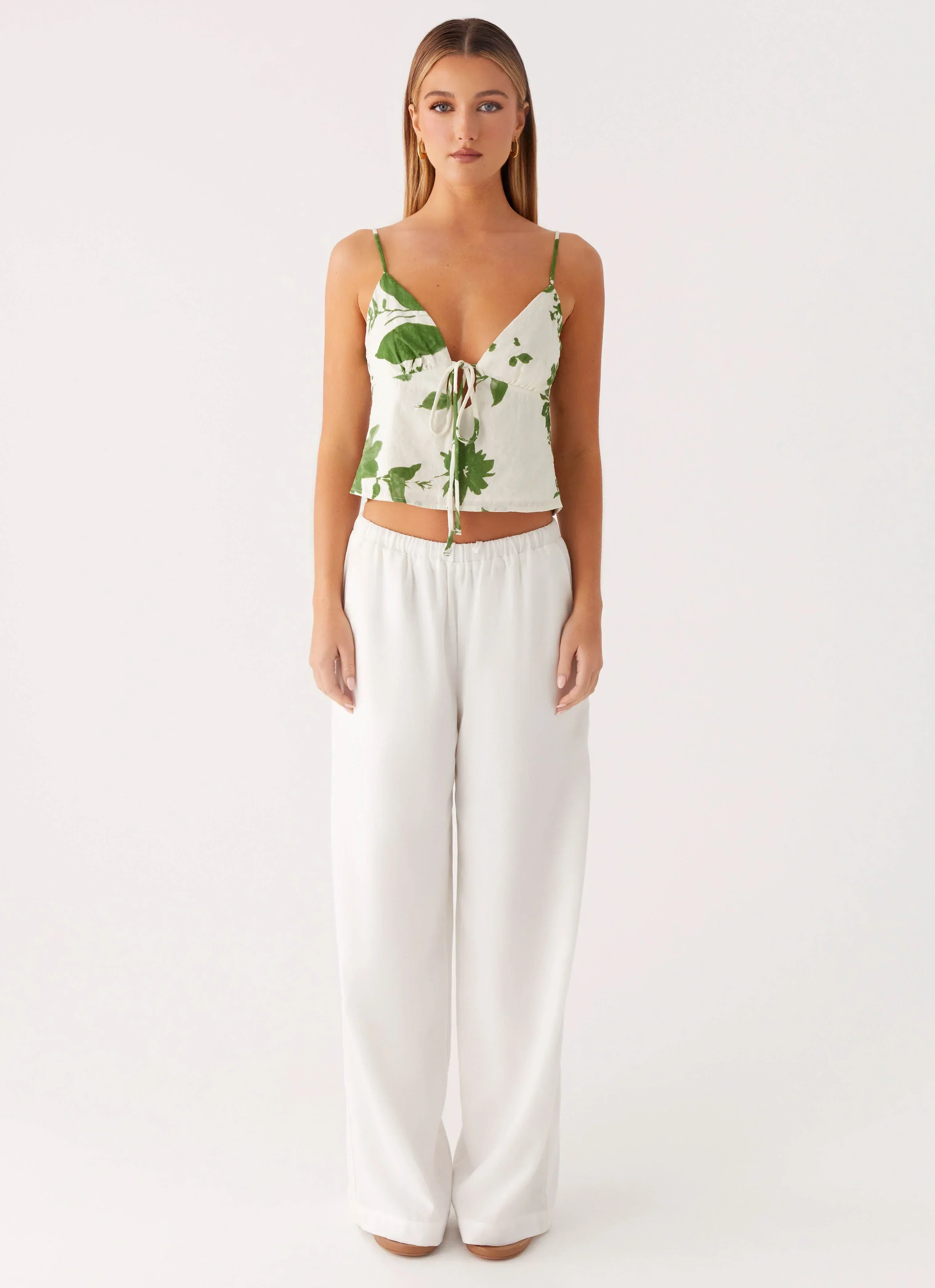 Faela Cotton Cami Top - Verdant Bloom