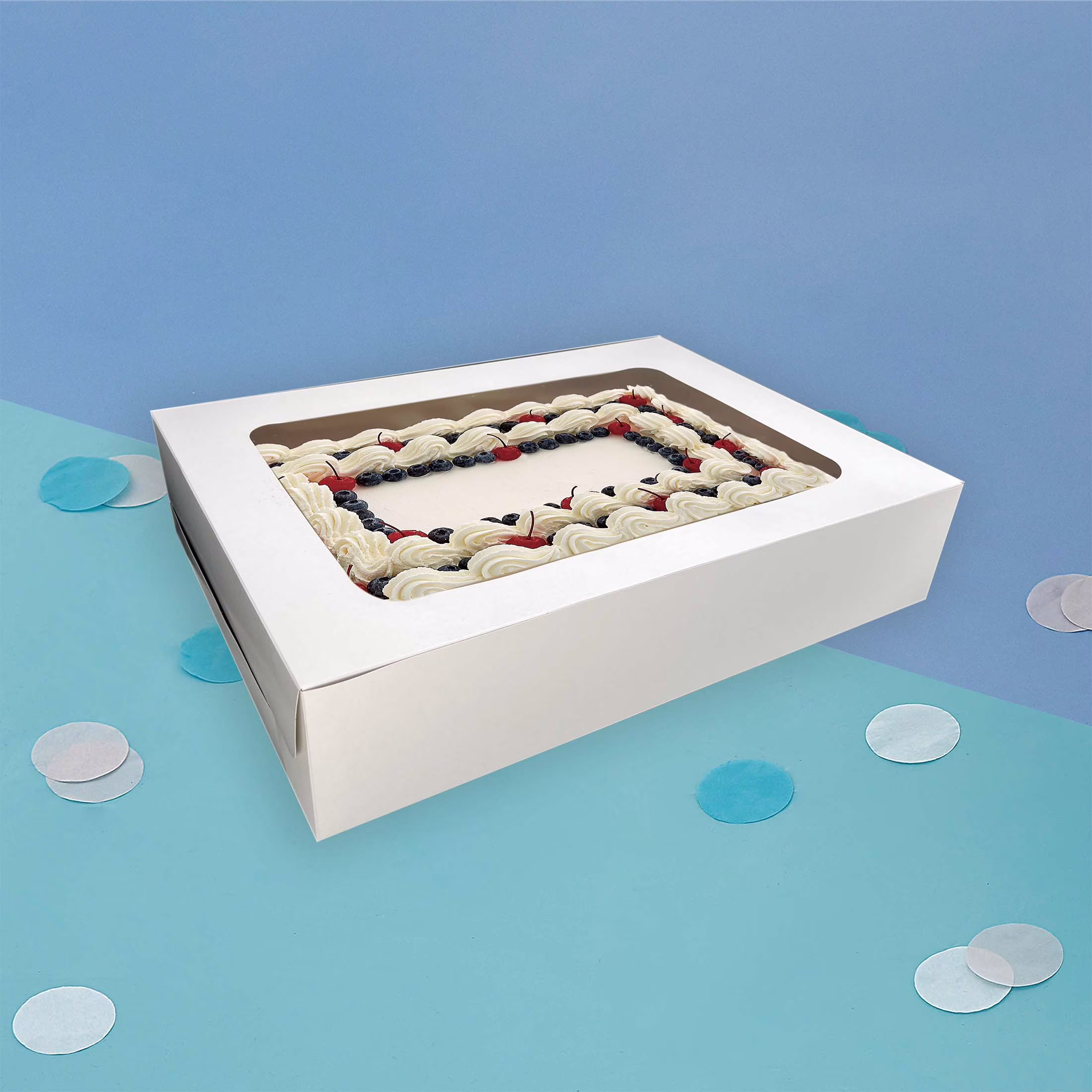 Way To Celebrate Cake Box with Window, White, 19 in x 14 in x 4 in, 1 Piece