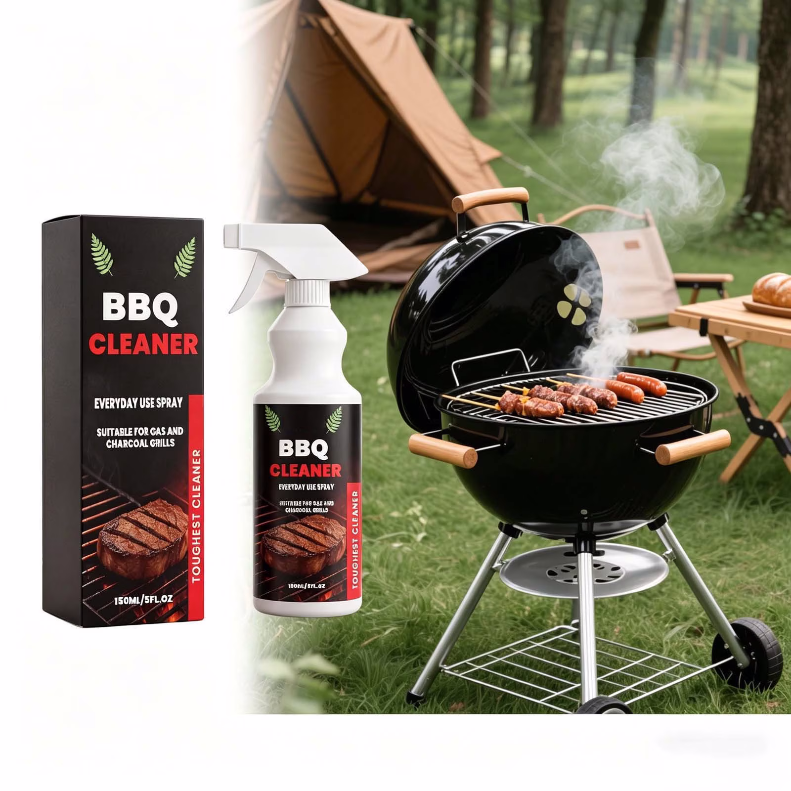 Nkmbld Household Cleaners BBQ Grill Cleaner 150ML Degreaser for Gas Charcoal Grills Kitchen Oven and Cooking Surfaces Powerful Grease and Stain Remover