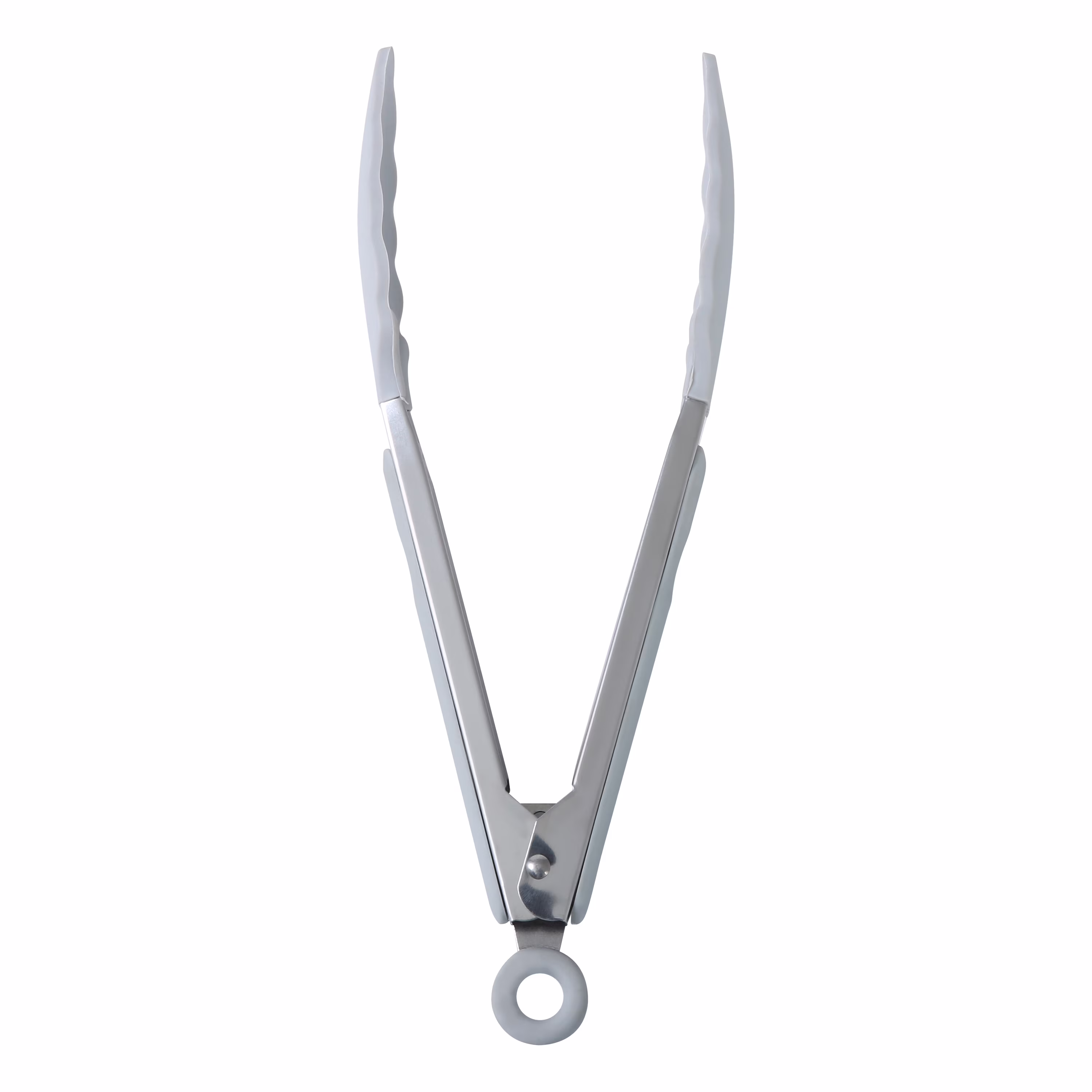 Mainstays 9 Inch Stainless Steel Silicone Locking Food Tongs with Soft Grip Handle, Grey Flannel
