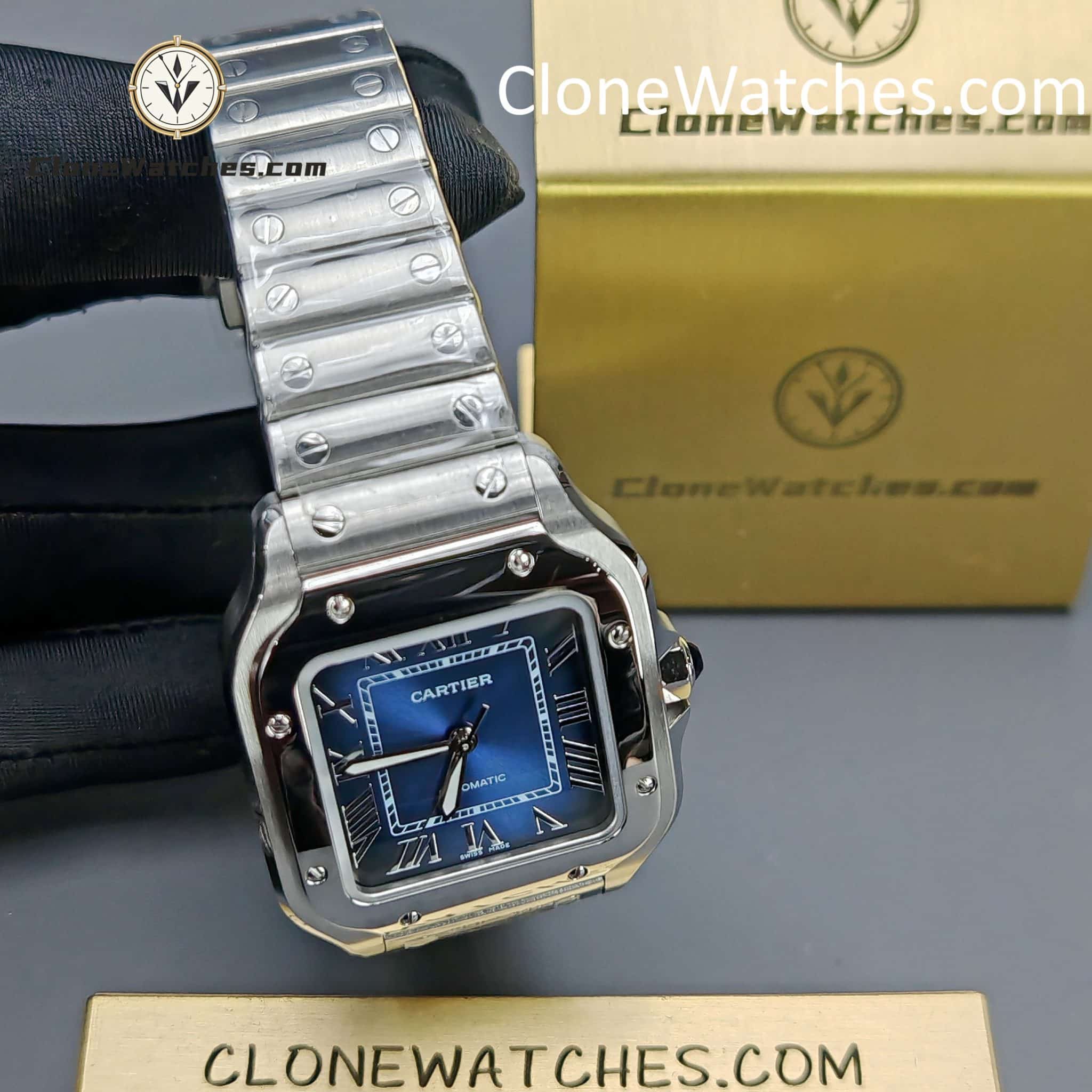 Cartier Super Clone Watches 1:1 Santos Series Gradient Blue Dial 35.1MM WSSA0063