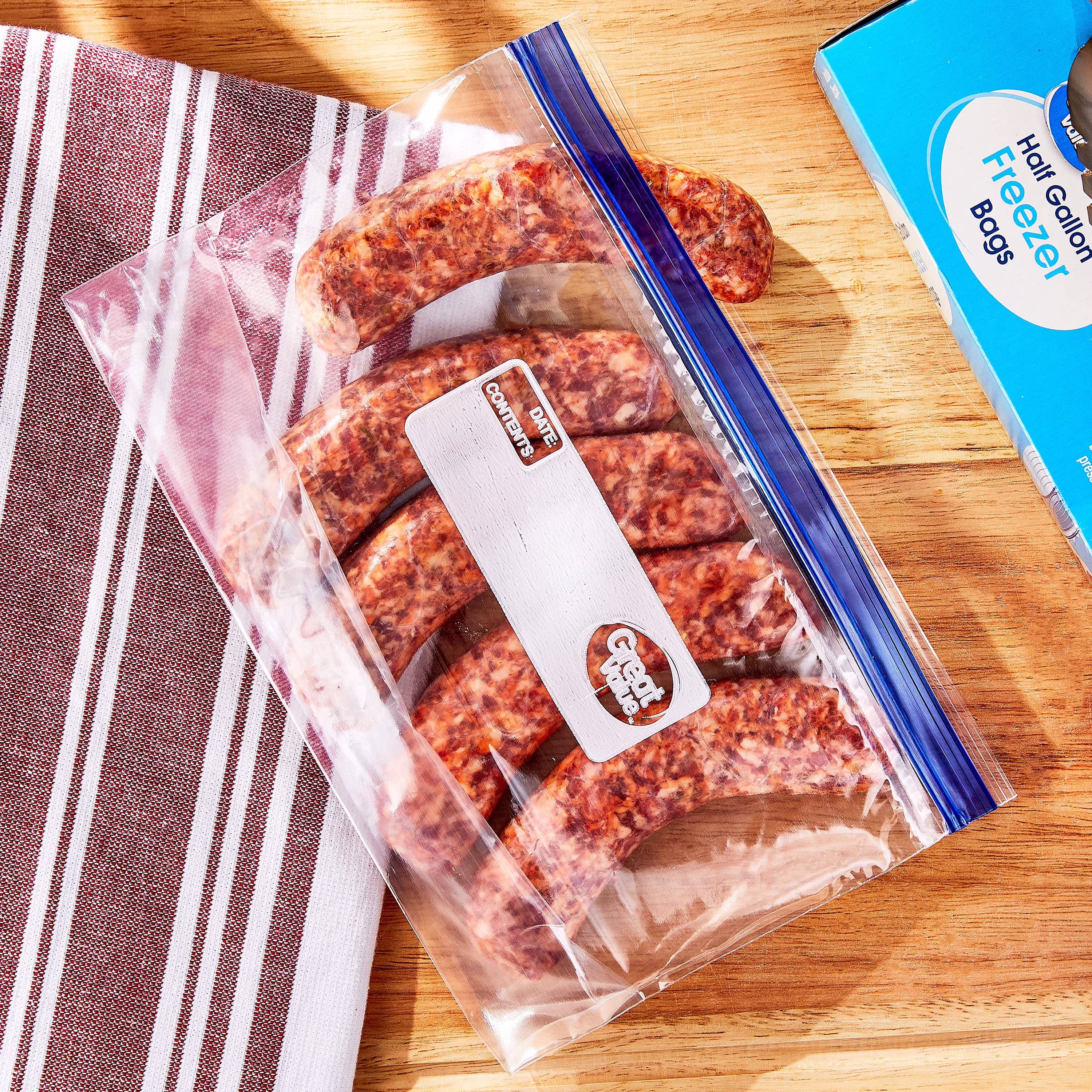 Great Value Double Zipper Half Gallon Freezer Bag, 40 Count