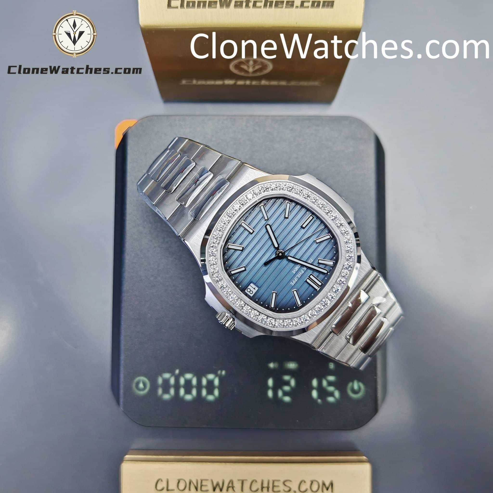 Patek Philippe Super Clone Watches 1:1 Nautilus 5713 Blue Dial Diamond