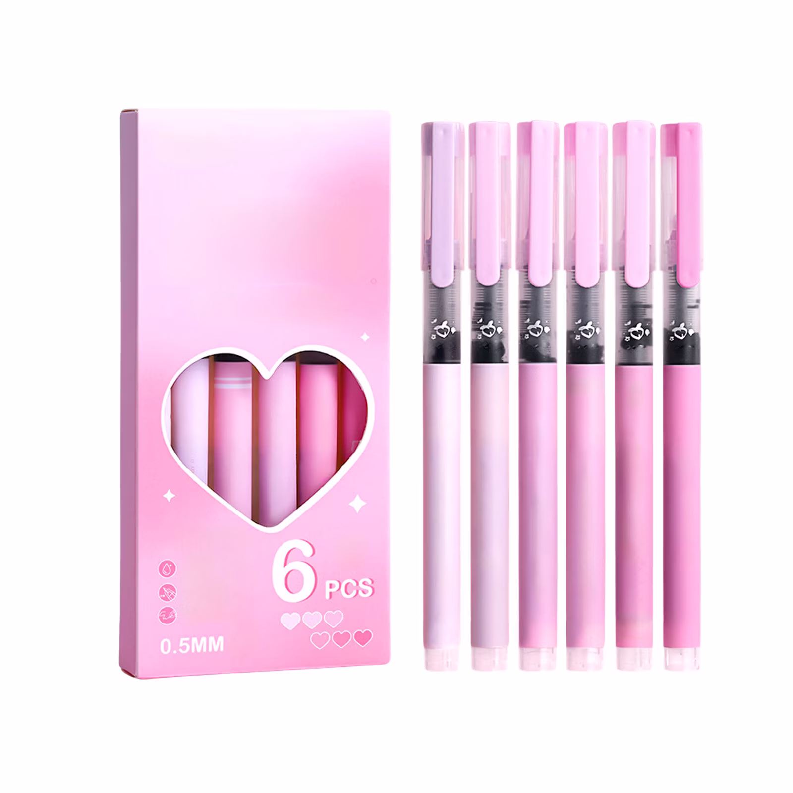Under 1$ Dollar Straight Liquid Ballpoint Pen Sign Pen, 0.5mm High Capacity Black Ink Water Pen, Fast Drying Exam Writing Pens,Pink