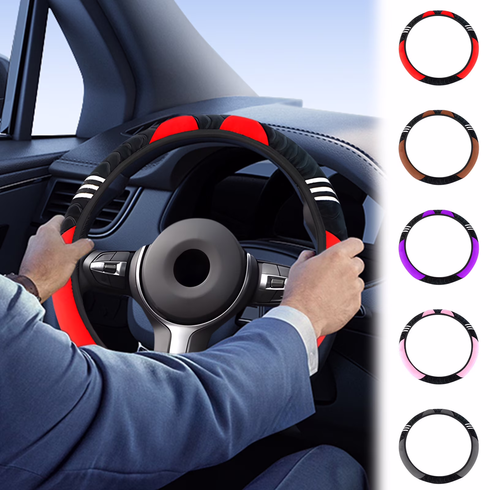 GFHFHITJ Car Steering Wheel Cover Stretch Without Inner Steering Wheel Cover Universal Steering Wheel Cover