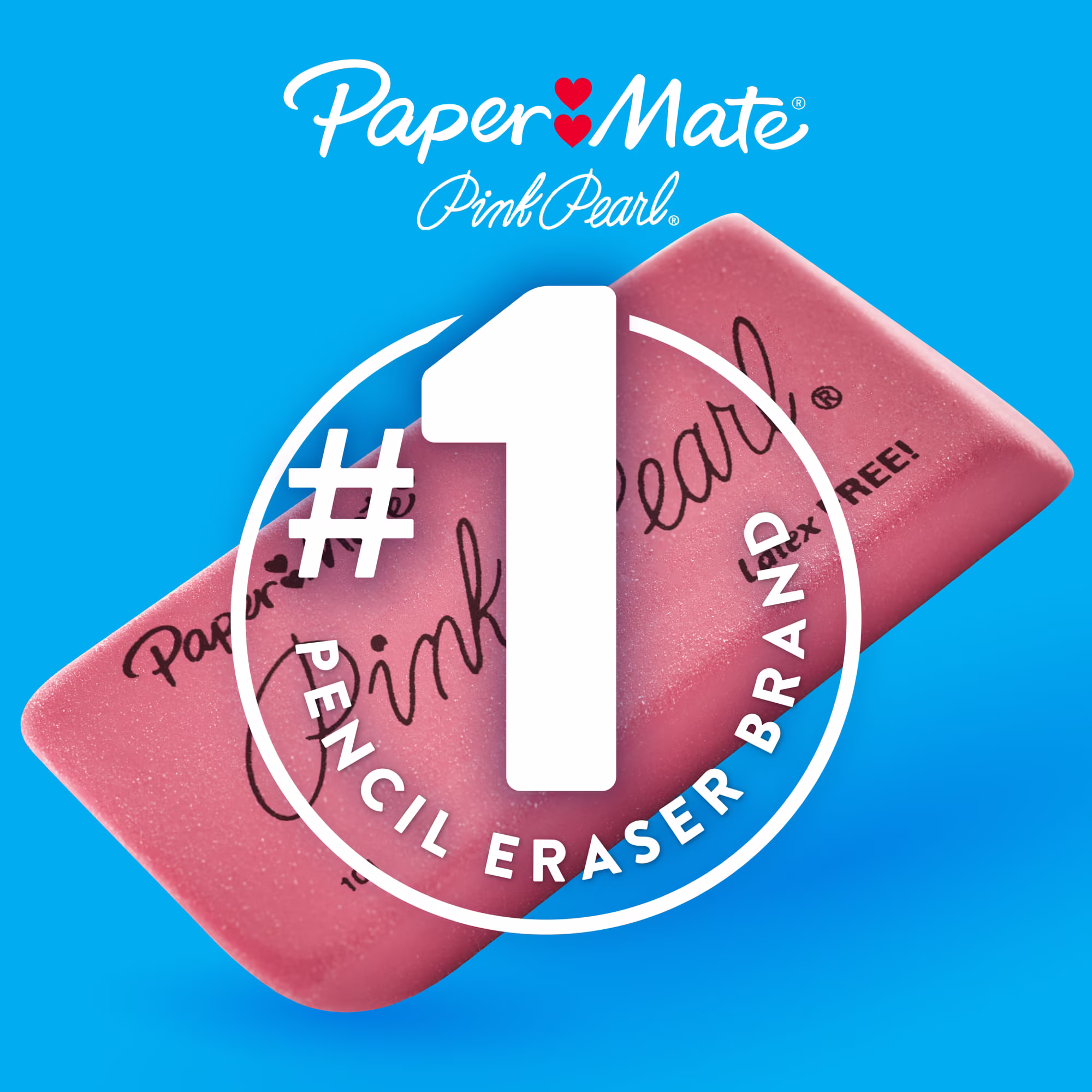 Paper Mate Pink Pearl Erasers, Large, 3 Count
