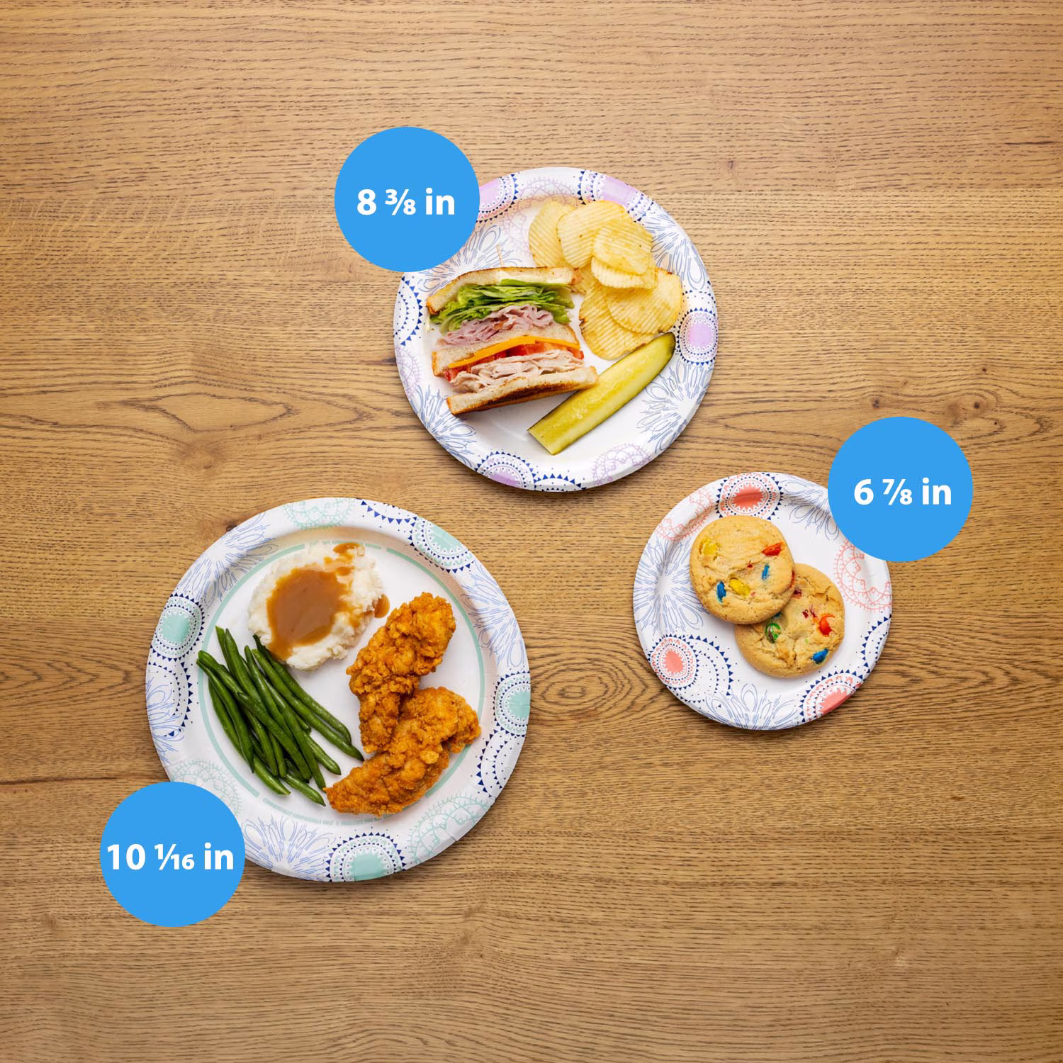 Great Value 7-Inch Disposable Paper Plates, 50 Count, Multicolor Kaleidoscope Design