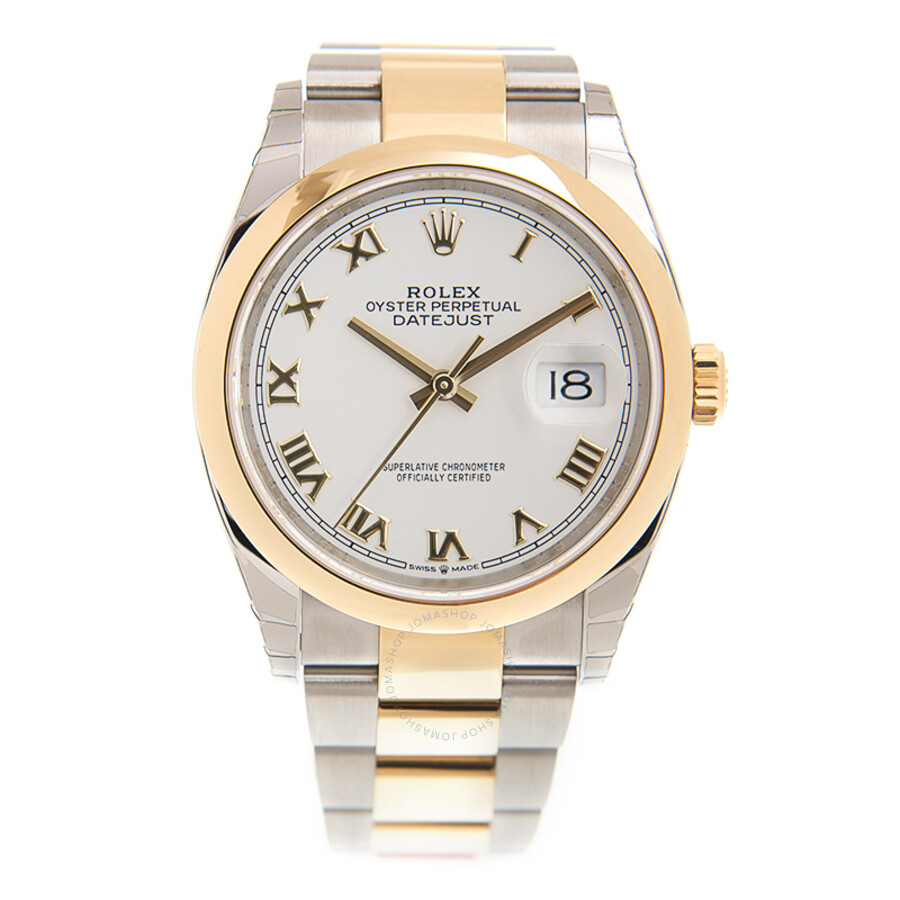 Rolex Datejust 36 White Dial Automatic Men s Steel and 18k Yellow Gold Oyster Watch 126203WRO（Lifetime free warranty+90-days replacement service & Refund!.）